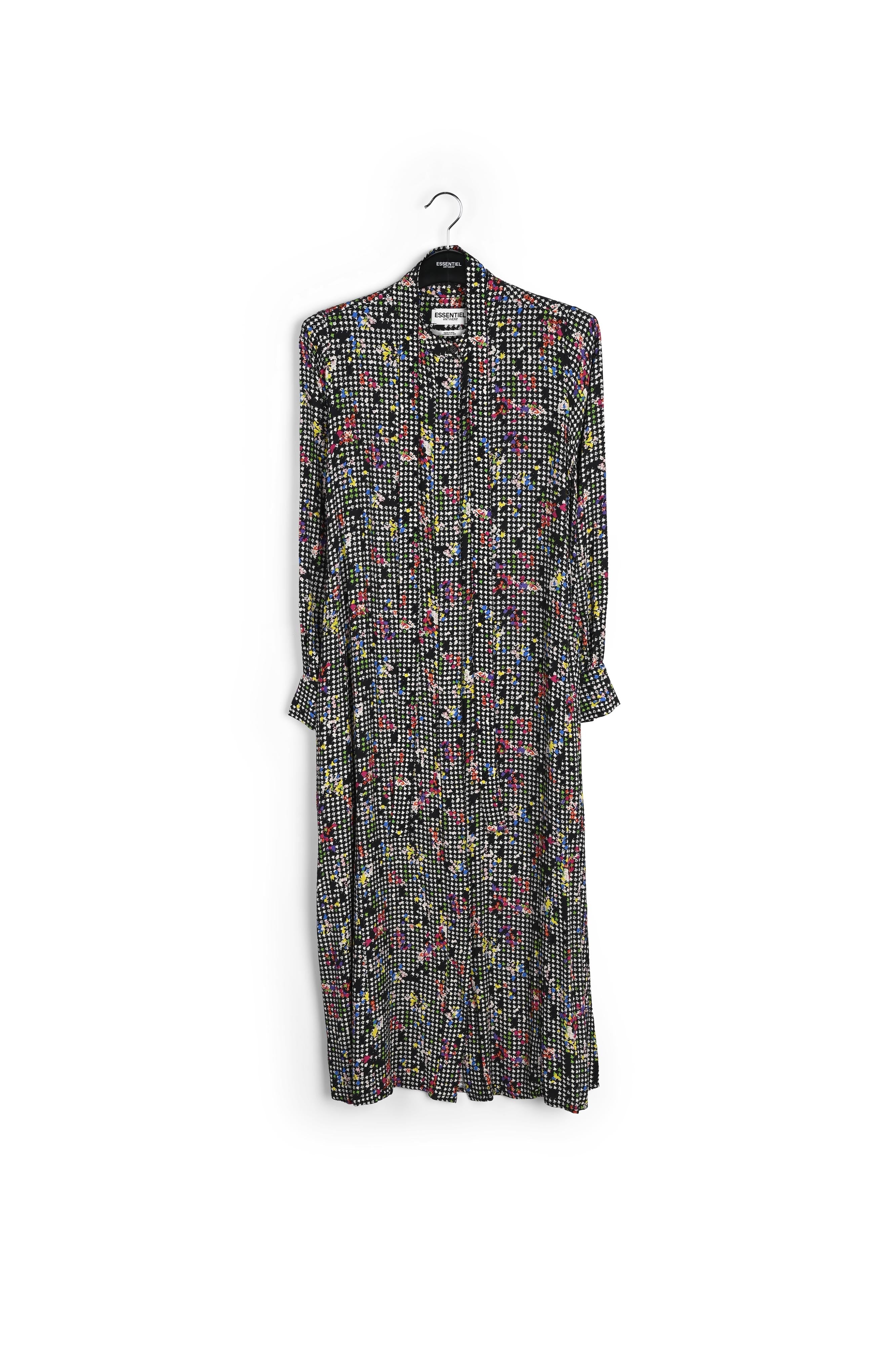 Hemdjurk met zwarte en witte pied-de-pouleprint RE—SSENTIEL | Essentiel second hand