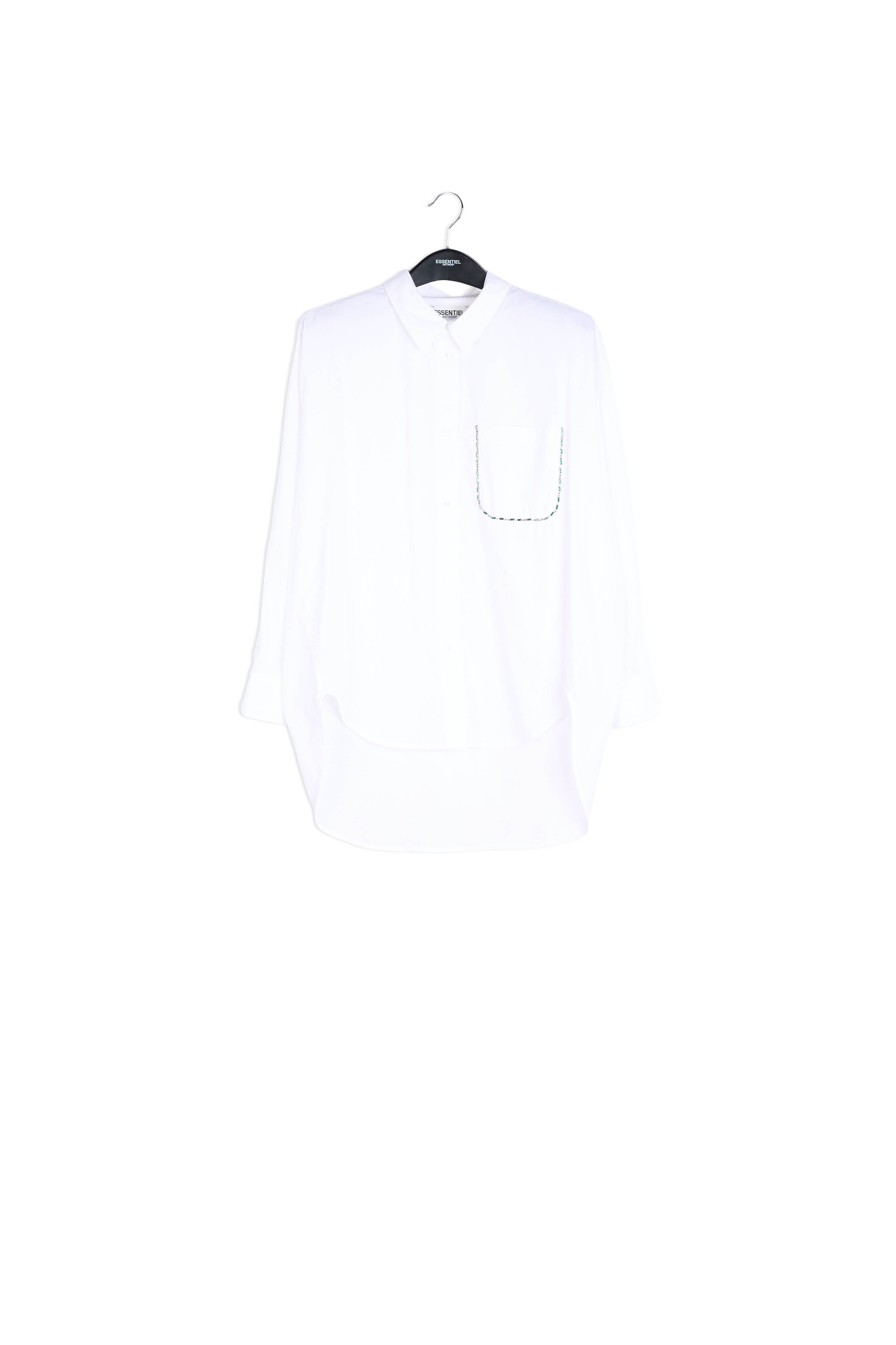 White poplin-cotton shirt with rhinestone-embellishment RE—SSENTIEL | Essentiel second hand