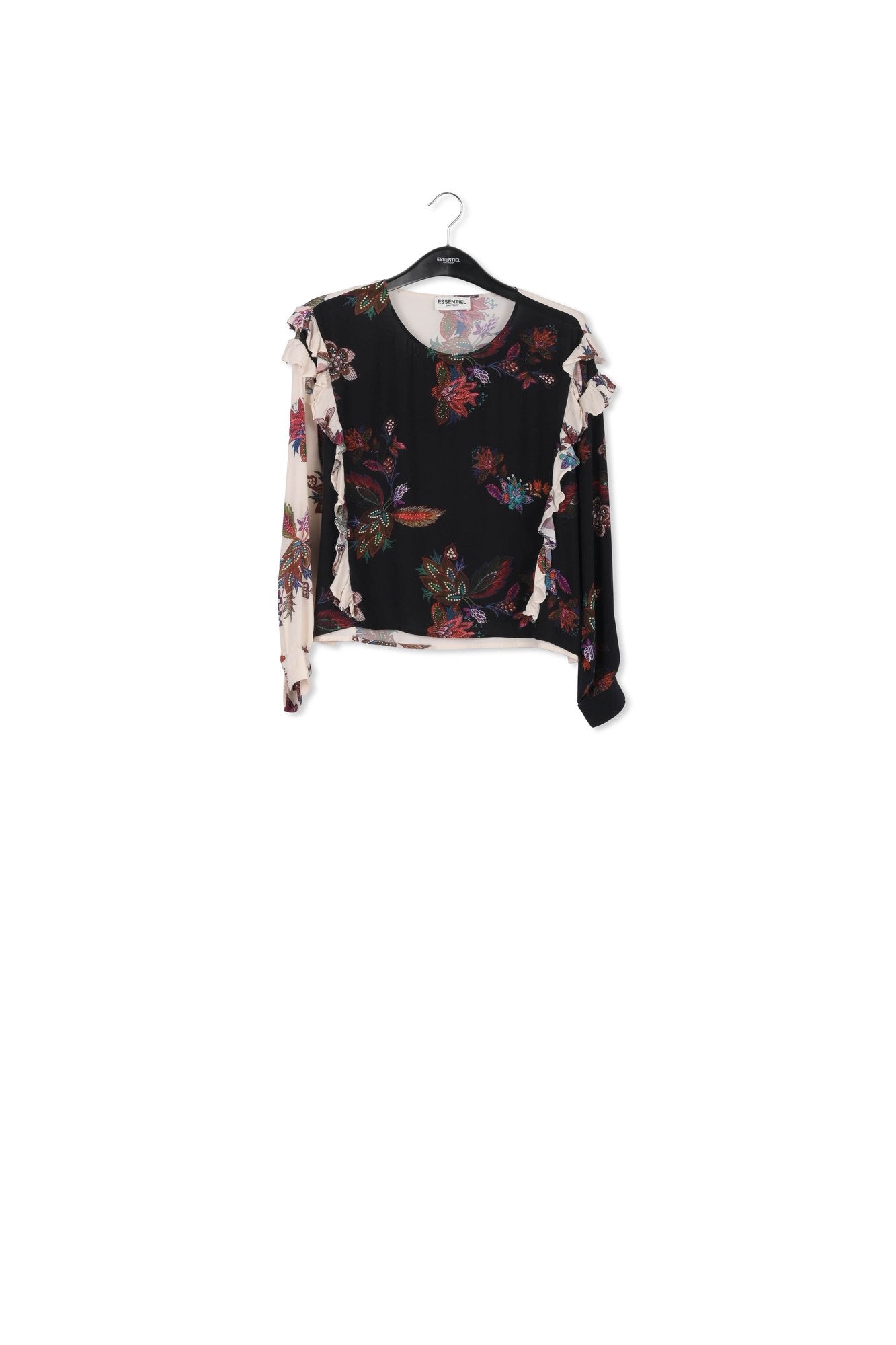 Black and white top with floral print RE—SSENTIEL | Essentiel second hand