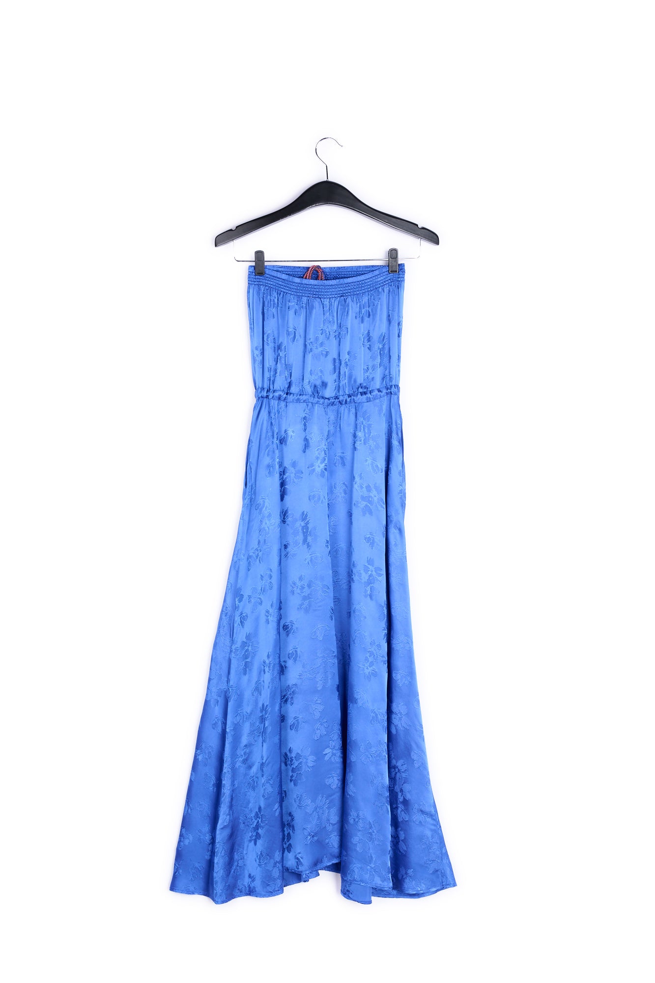 Cobalt blue floral-print jacquard maxi dress RE—SSENTIEL | Essentiel second hand
