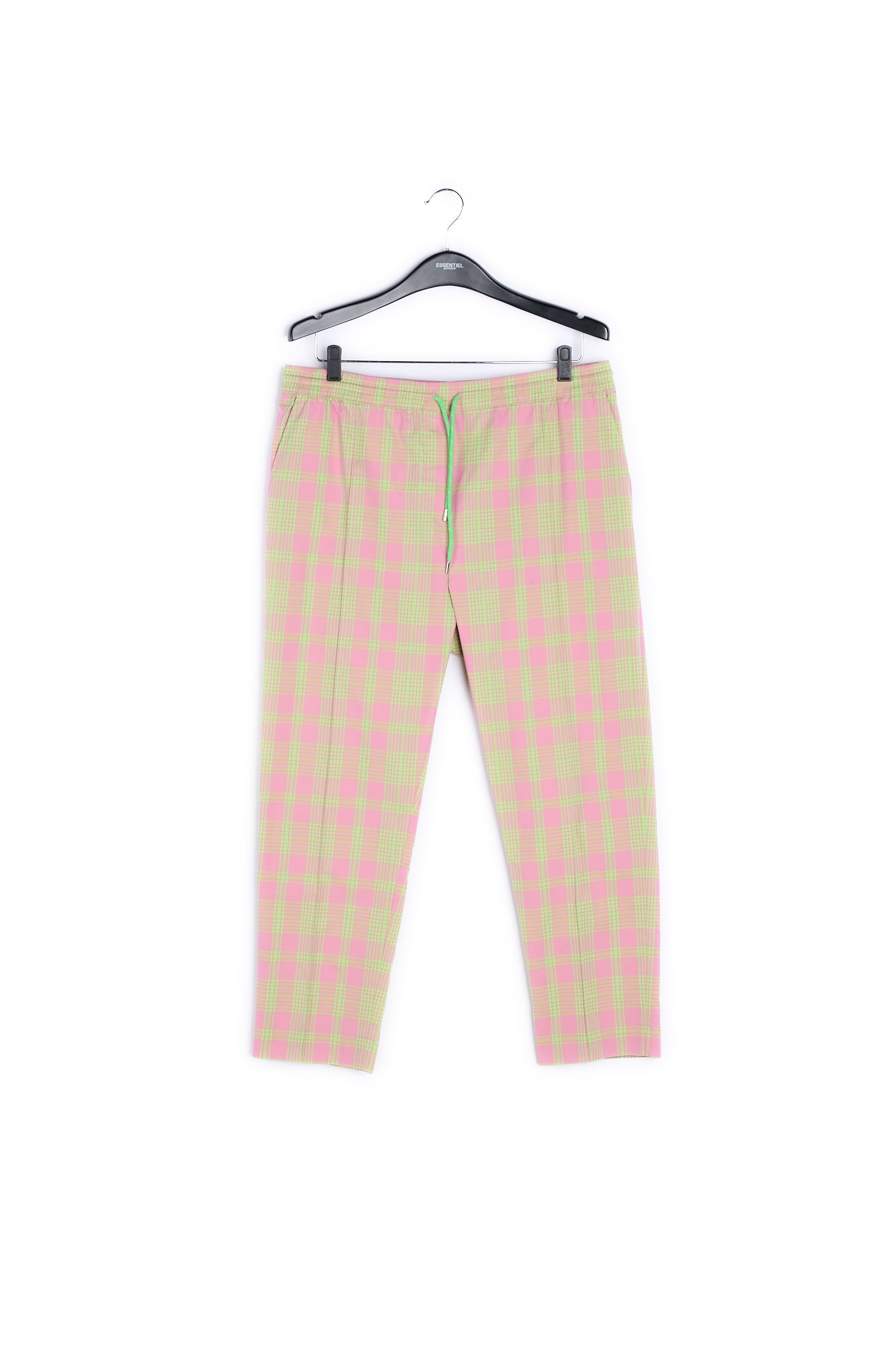 Dusty pink plaid cotton-blend pants RE—SSENTIEL | Essentiel second hand