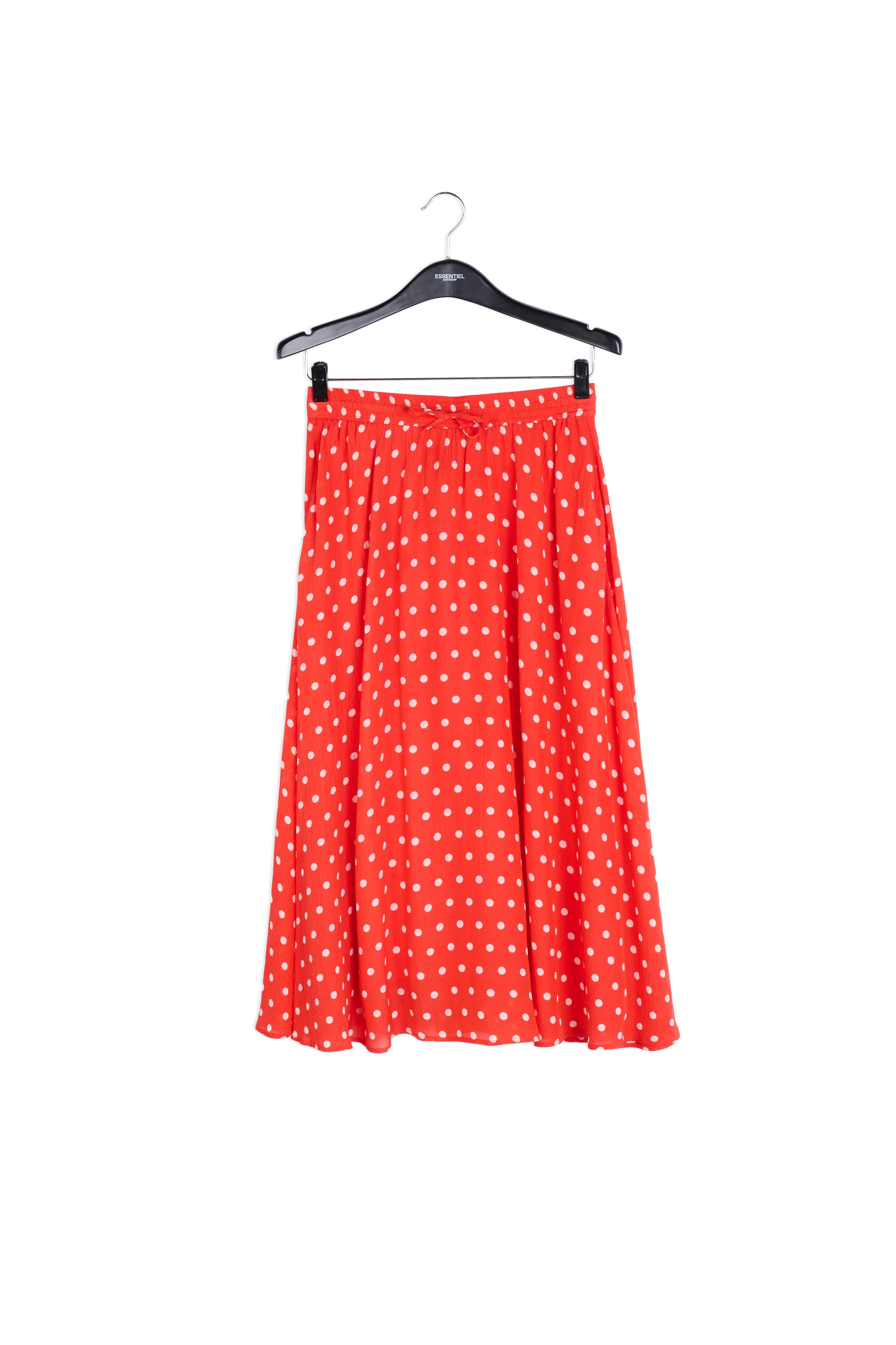 Red and white polka-dotted midi skirt RE—SSENTIEL | Essentiel second hand
