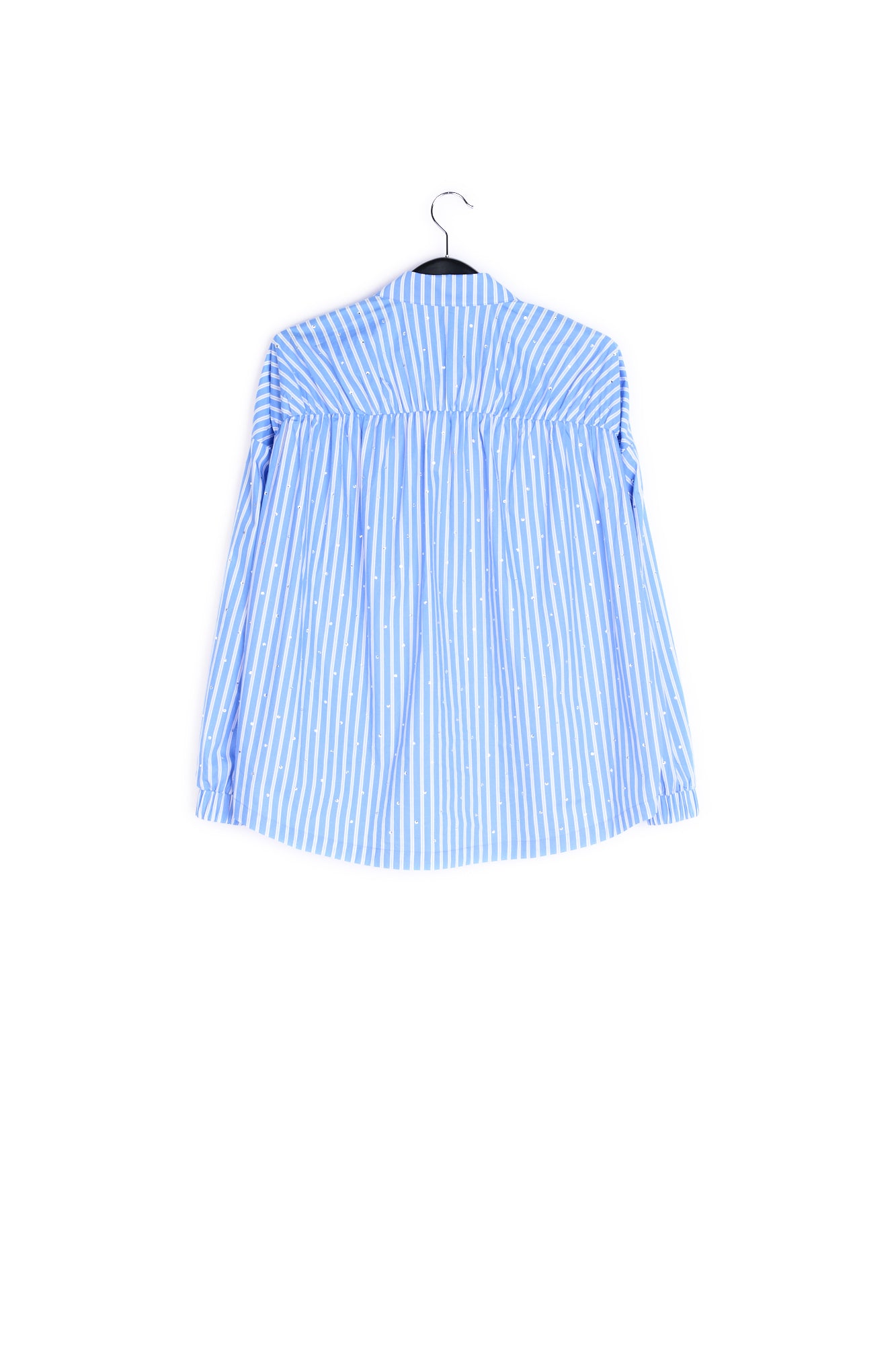 Light blue striped cotton-poplin shirt with rhinestones RE—SSENTIEL | Essentiel second hand