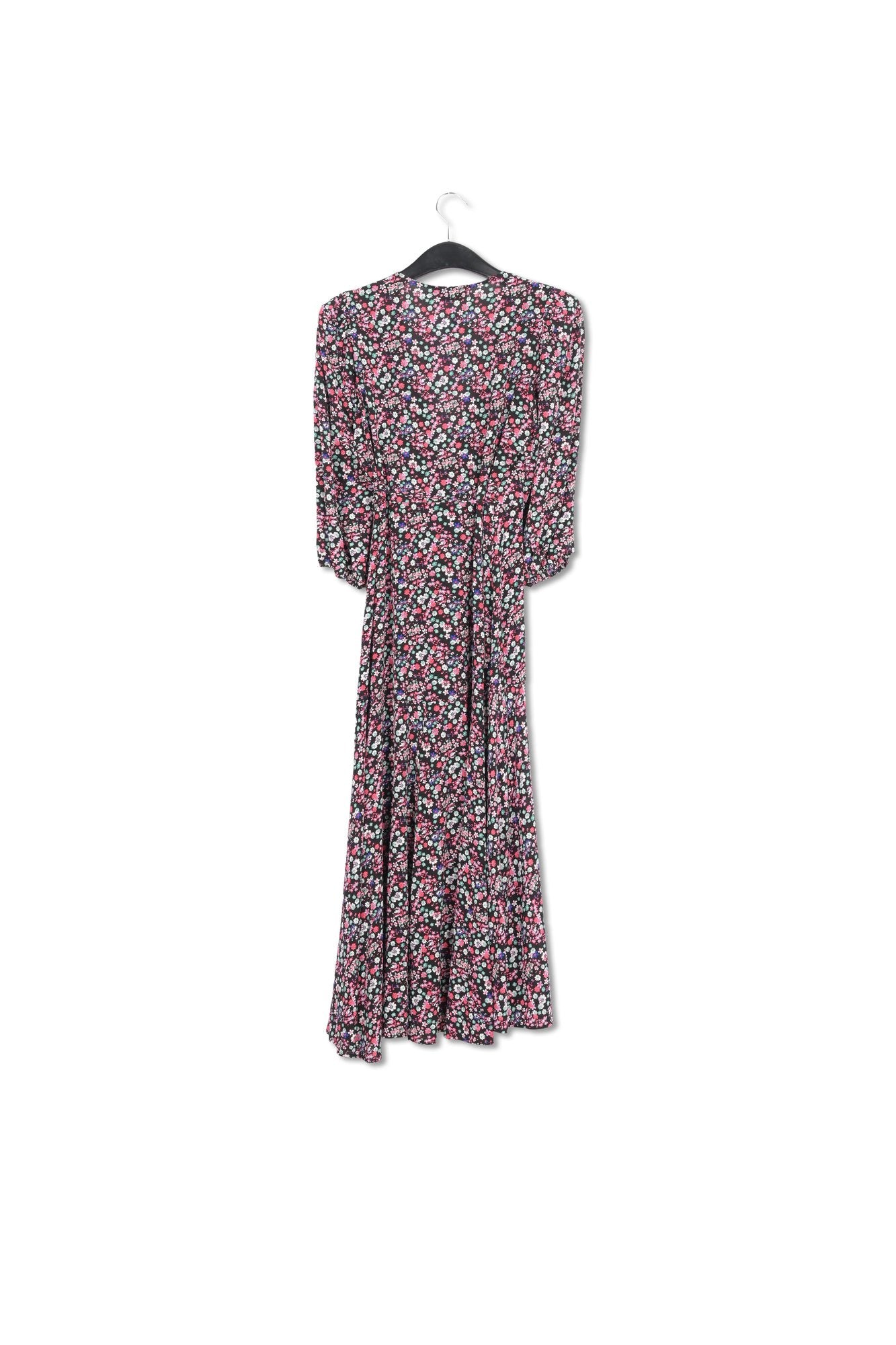 Black floral-print wrap maxi dress RE—SSENTIEL | Essentiel second hand