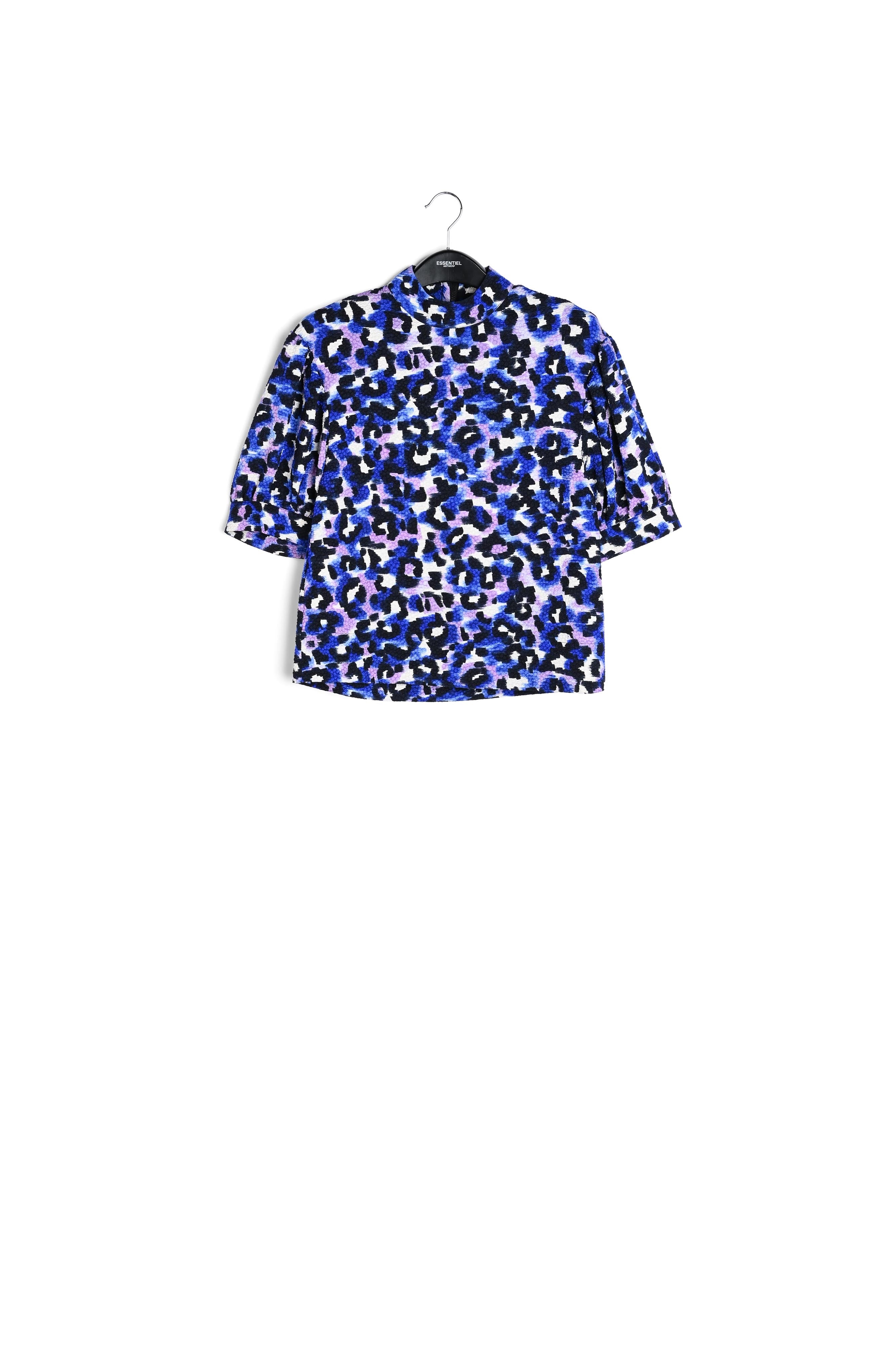 Blauwe, paarse en gebroken witte top met luipaardprint RE—SSENTIEL | Essentiel second hand