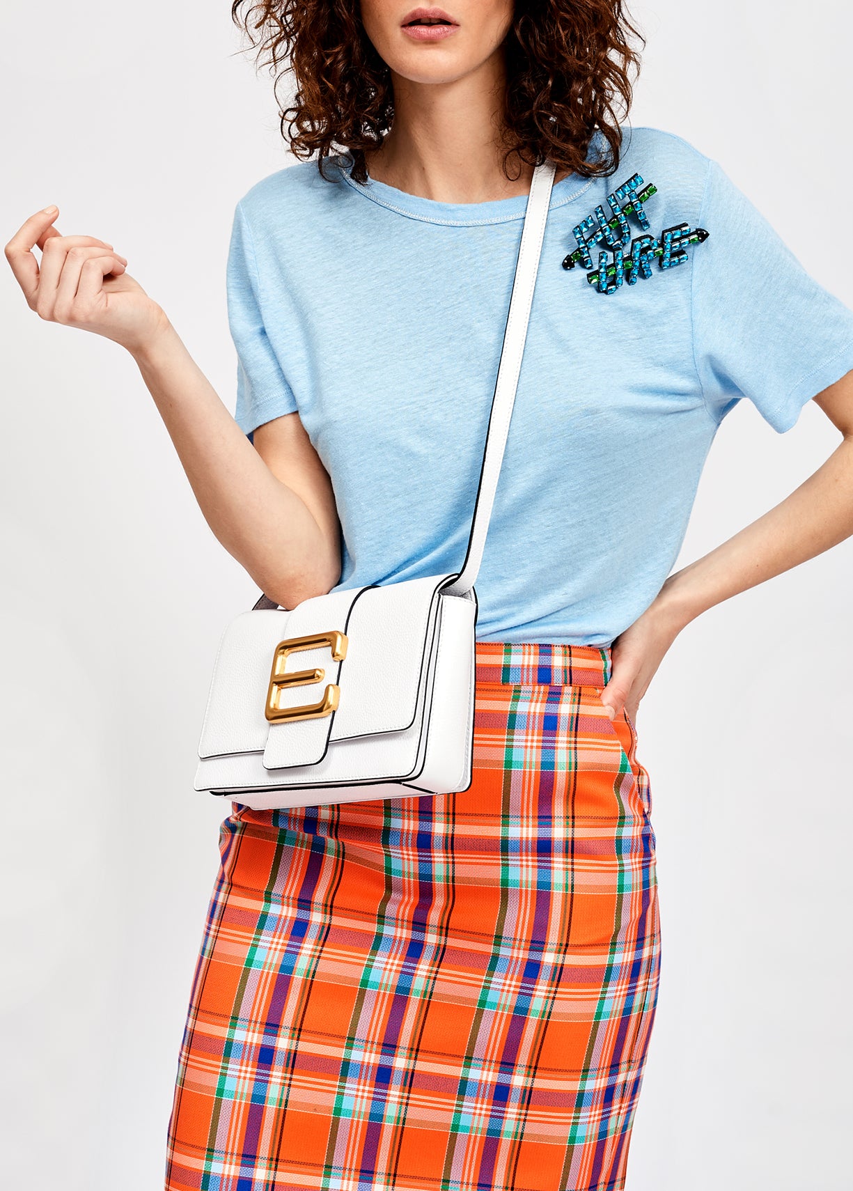 Sky blue linen summer t-shirt RE—SSENTIEL | Essentiel second hand