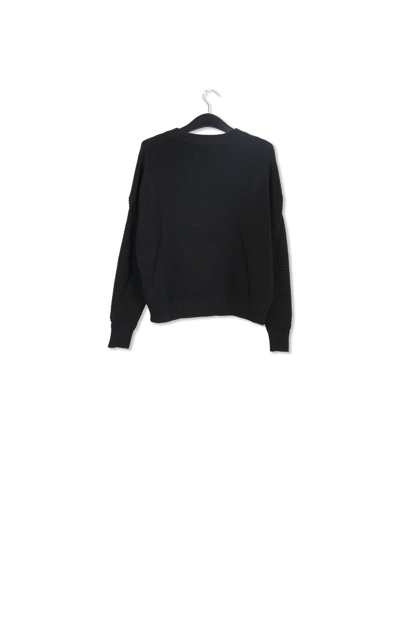 Black rib-knitted sweater RE—SSENTIEL | Essentiel second hand