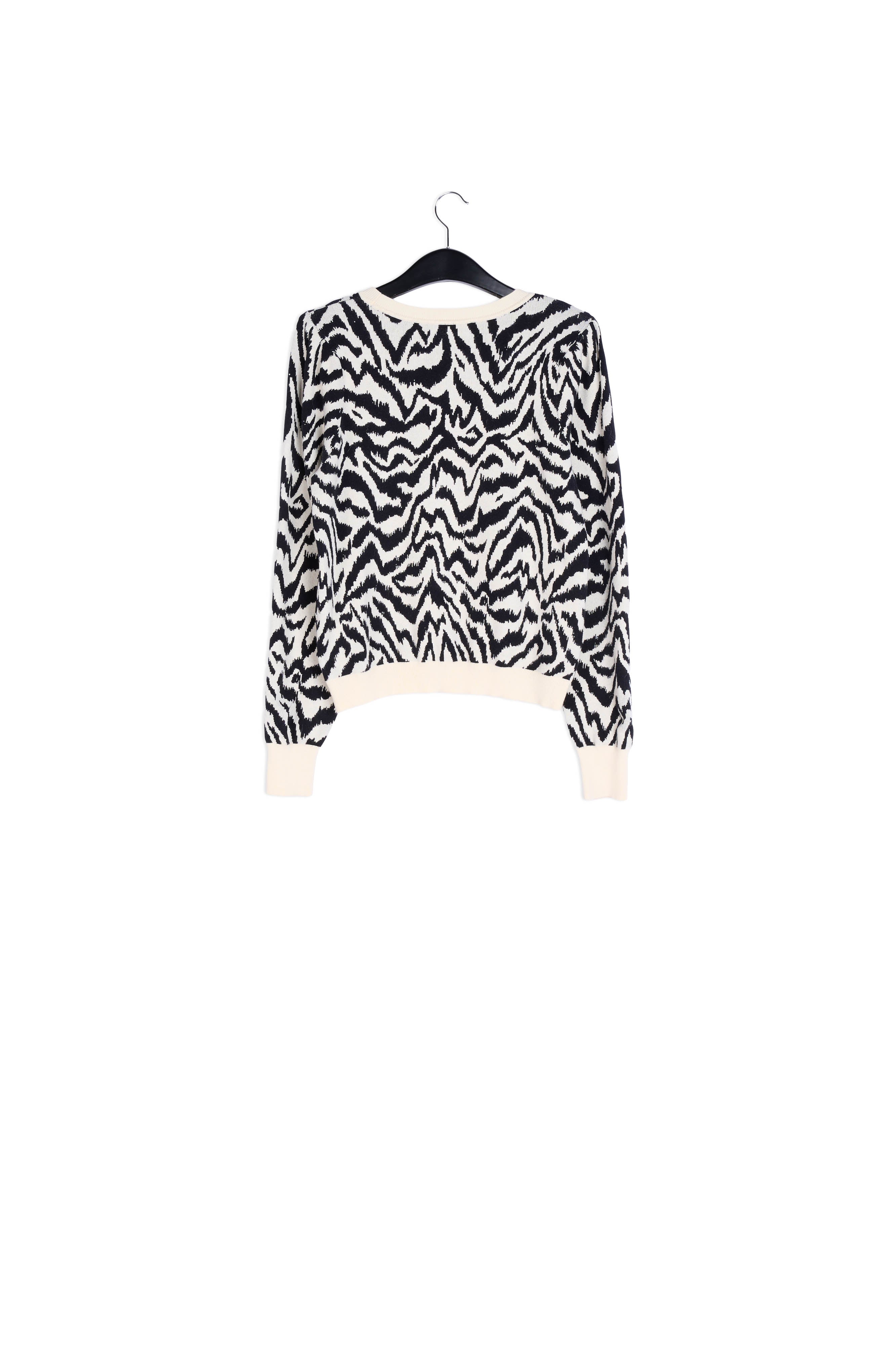 Pull en jacquard zébré noir et blanc RE—SSENTIEL | Essentiel second hand