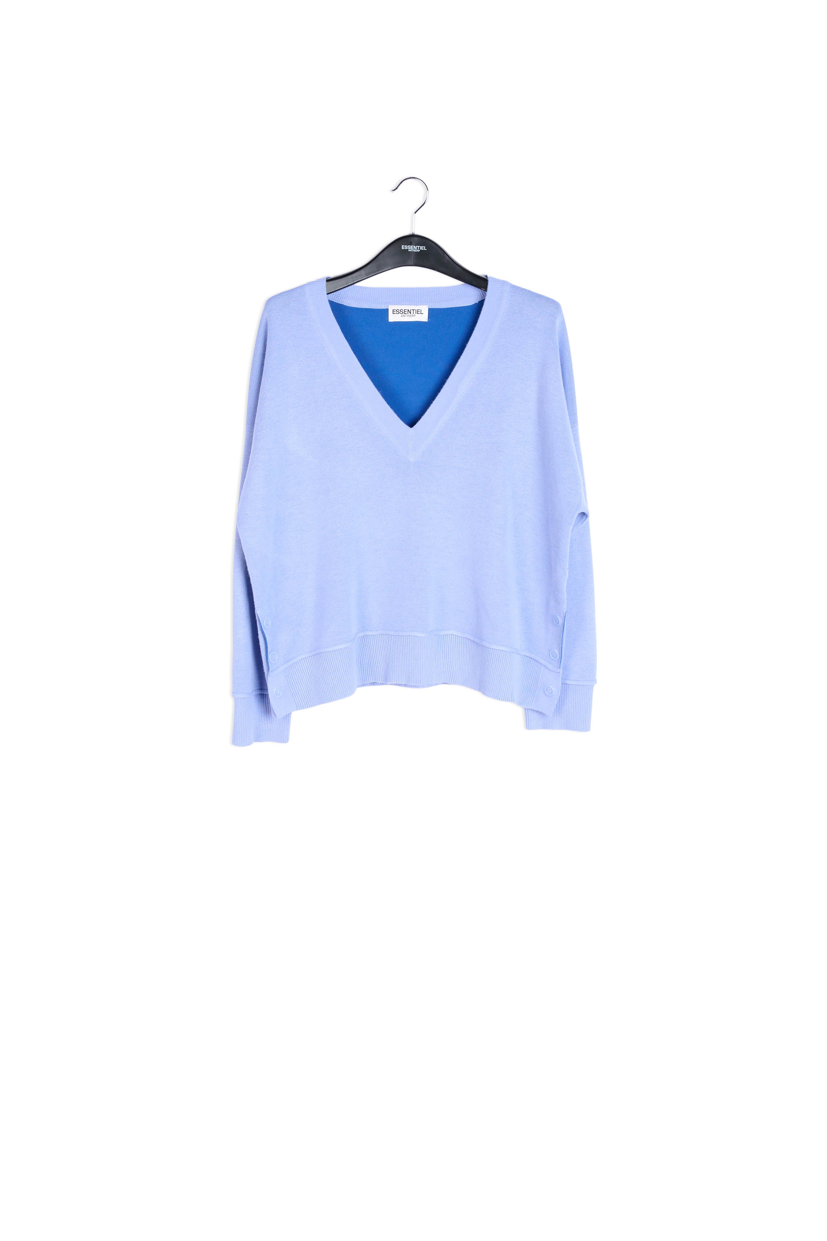 Light blue boxy V-neck sweater RE—SSENTIEL | Essentiel second hand