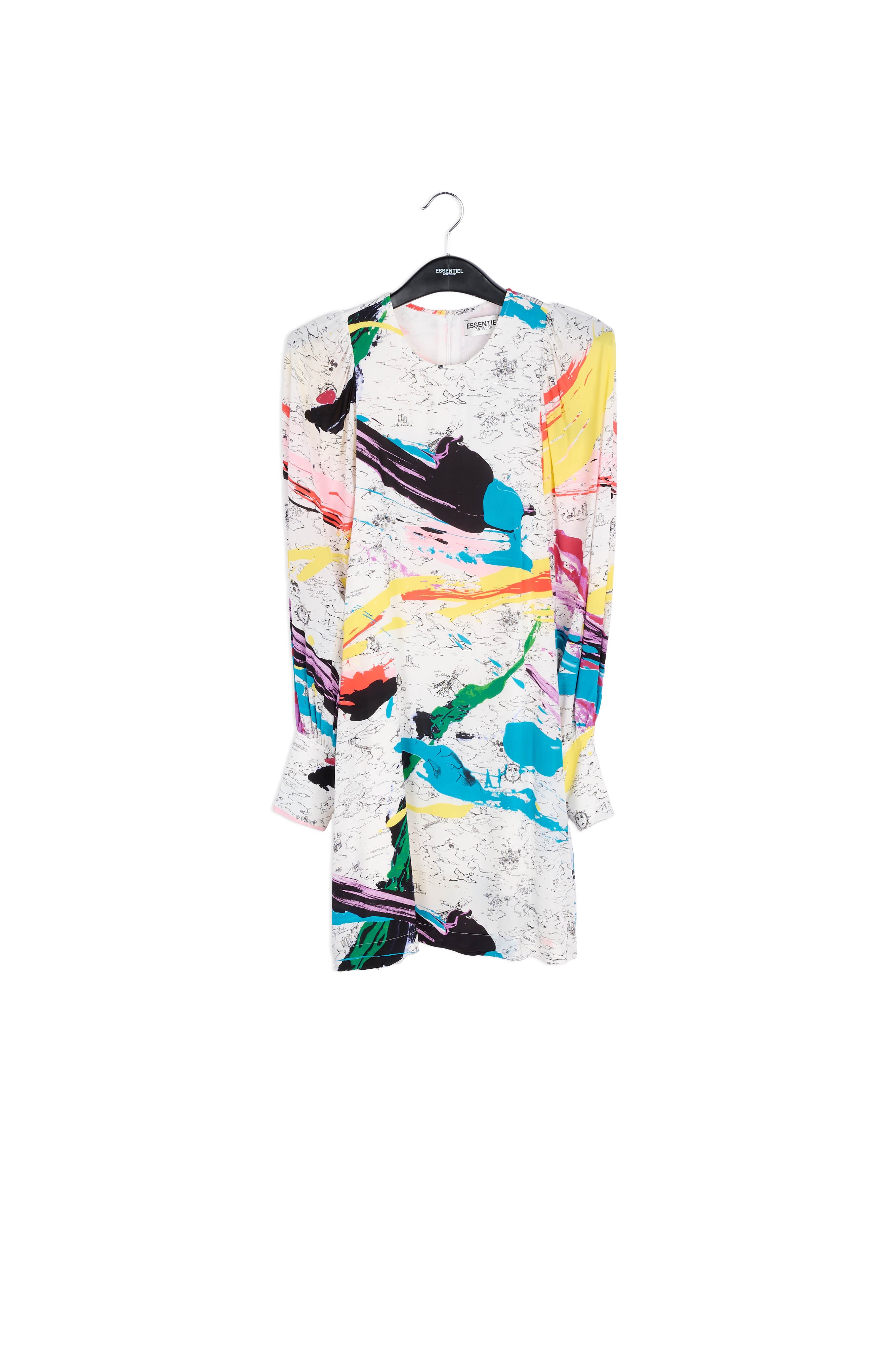 Off-white mini dress with colorful splatters RE—SSENTIEL | Essentiel second hand