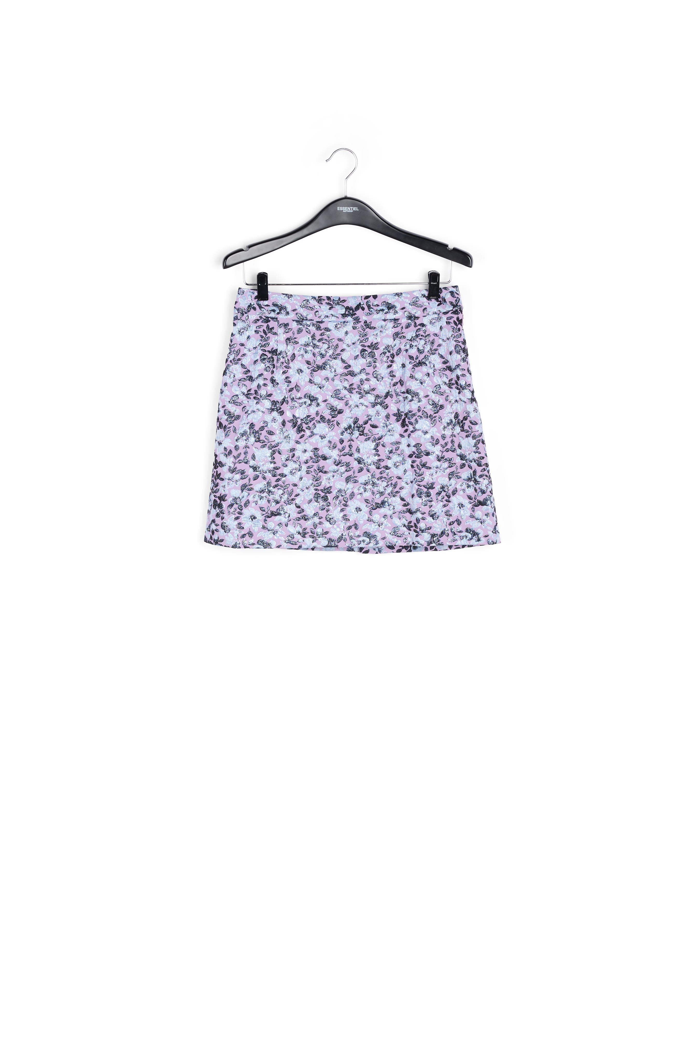 Lilac mini skirt with metallic floral motif RE—SSENTIEL | Essentiel second hand