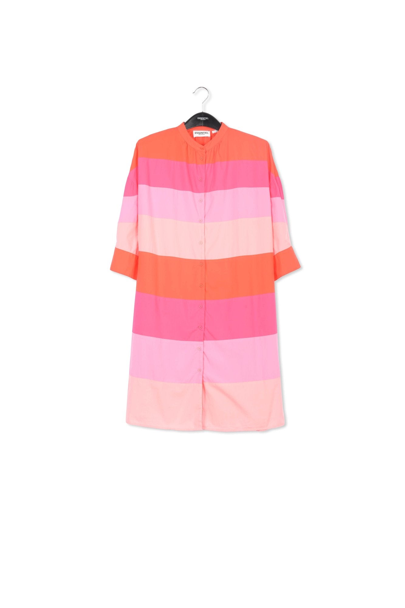 Light pink, pink and red cotton knee-length dress RE—SSENTIEL | Essentiel second hand