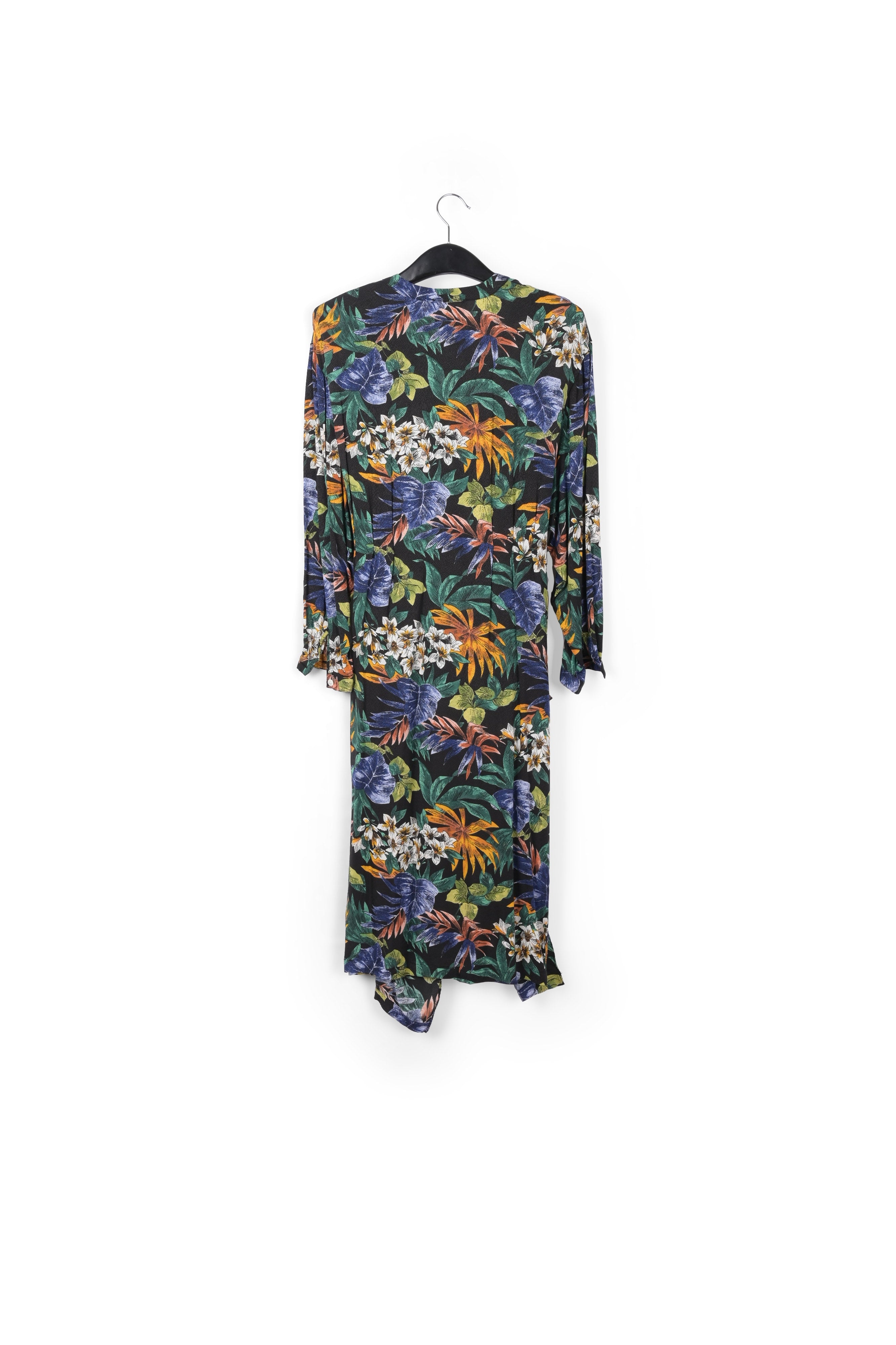 Blue, green and orange floral-print midi dress RE—SSENTIEL | Essentiel second hand