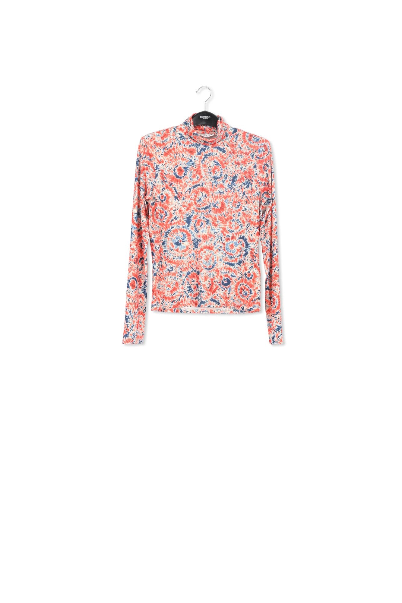 Red and blue tie-dye printed turtleneck top RE—SSENTIEL | Essentiel second hand