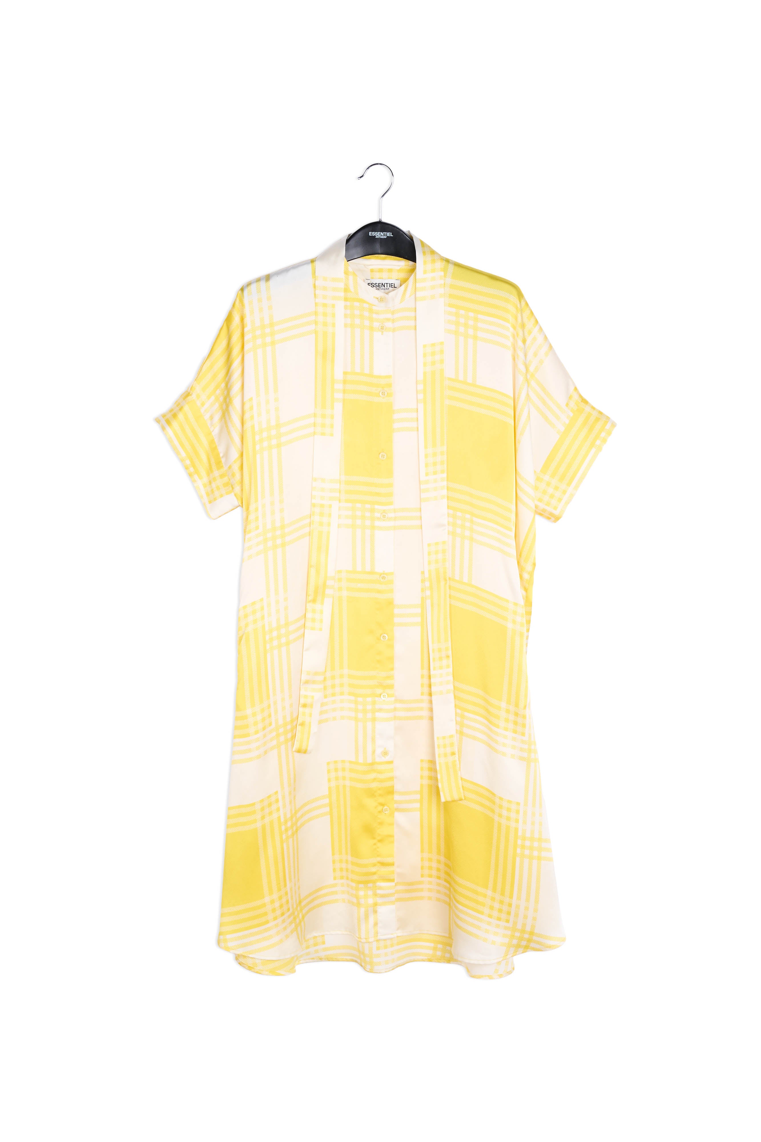 Off white and black checked shirt dress RE—SSENTIEL | Essentiel second hand