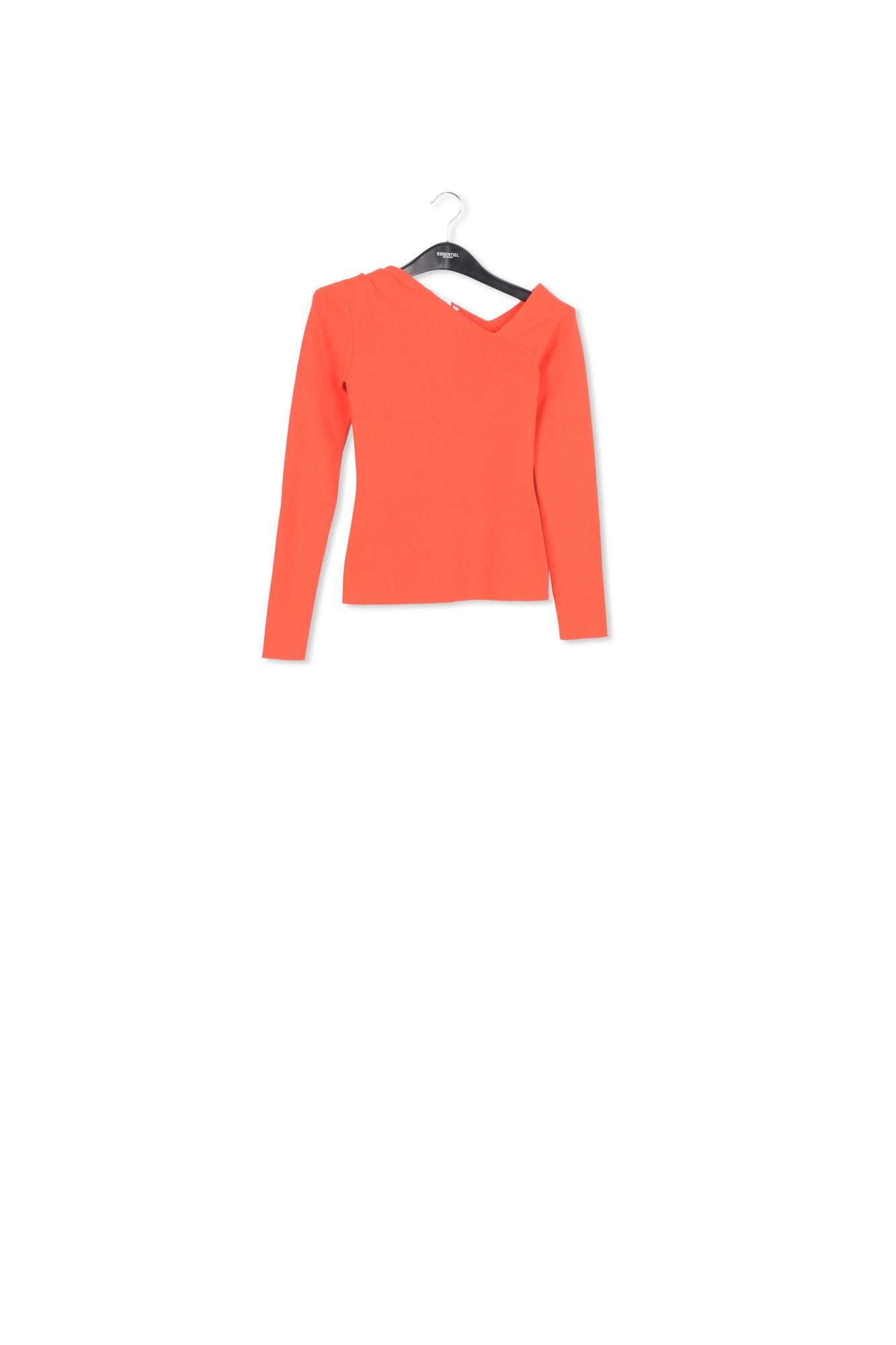 Red rib-knitted sweater with asymmetric neckline RE—SSENTIEL | Essentiel second hand