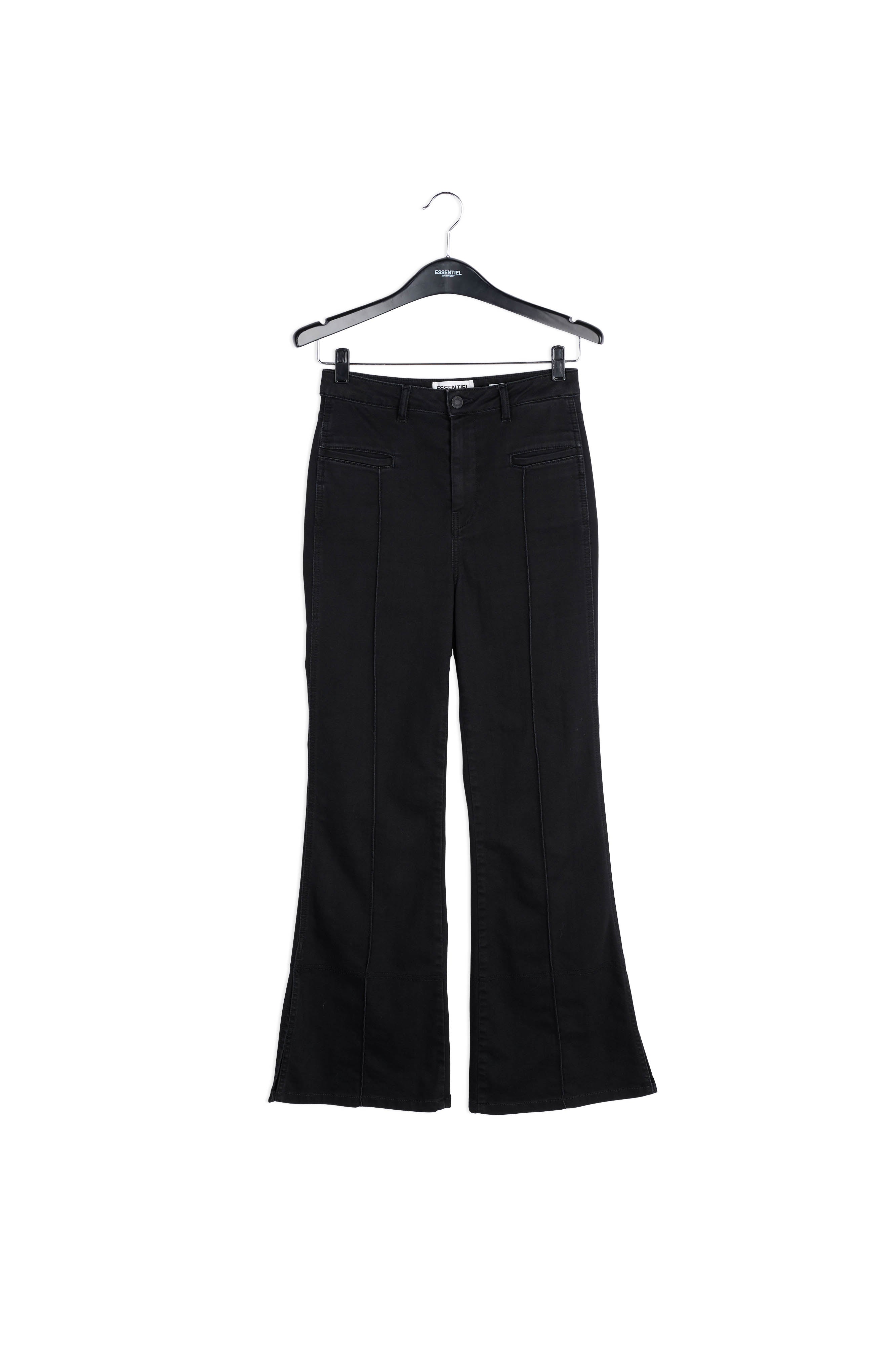 Zwarte katoenmix jeans met uitlopende pijpen RE—SSENTIEL | Essentiel second hand