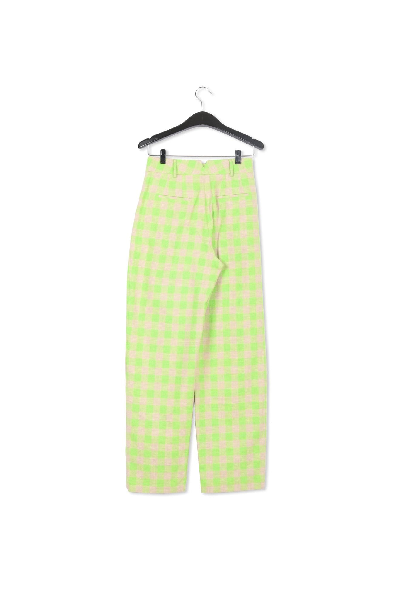 Pantalon vert fluo à  carreaux RE—SSENTIEL | Essentiel second hand