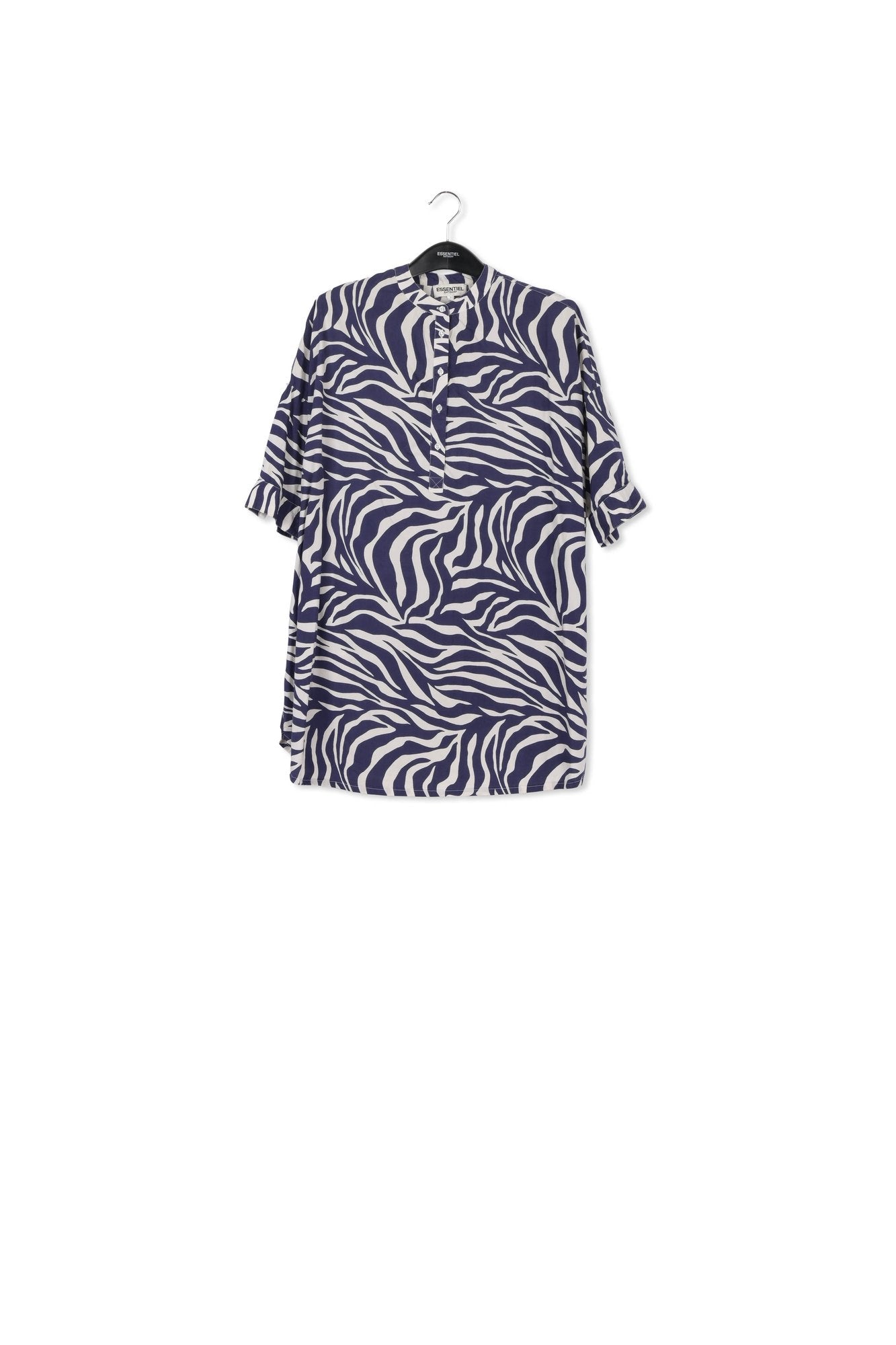 Off-white and navy blue zebra-print cotton shirt dress RE—SSENTIEL | Essentiel second hand