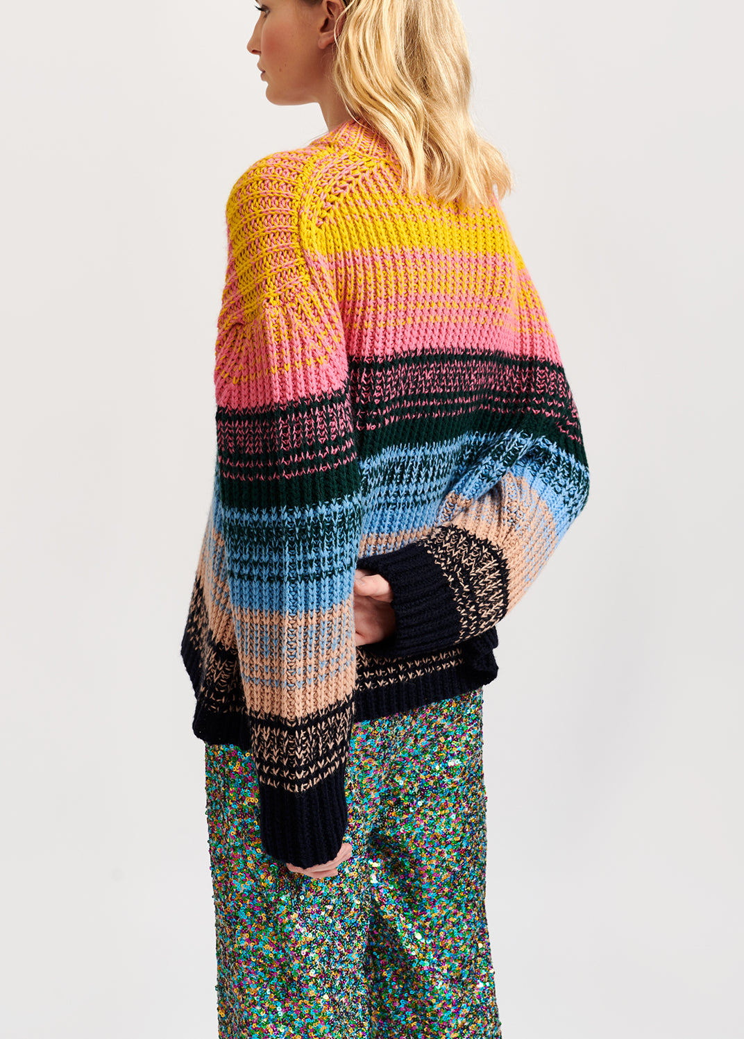 Multicolored ribbed wool-blend sweater RE—SSENTIEL | Essentiel second hand