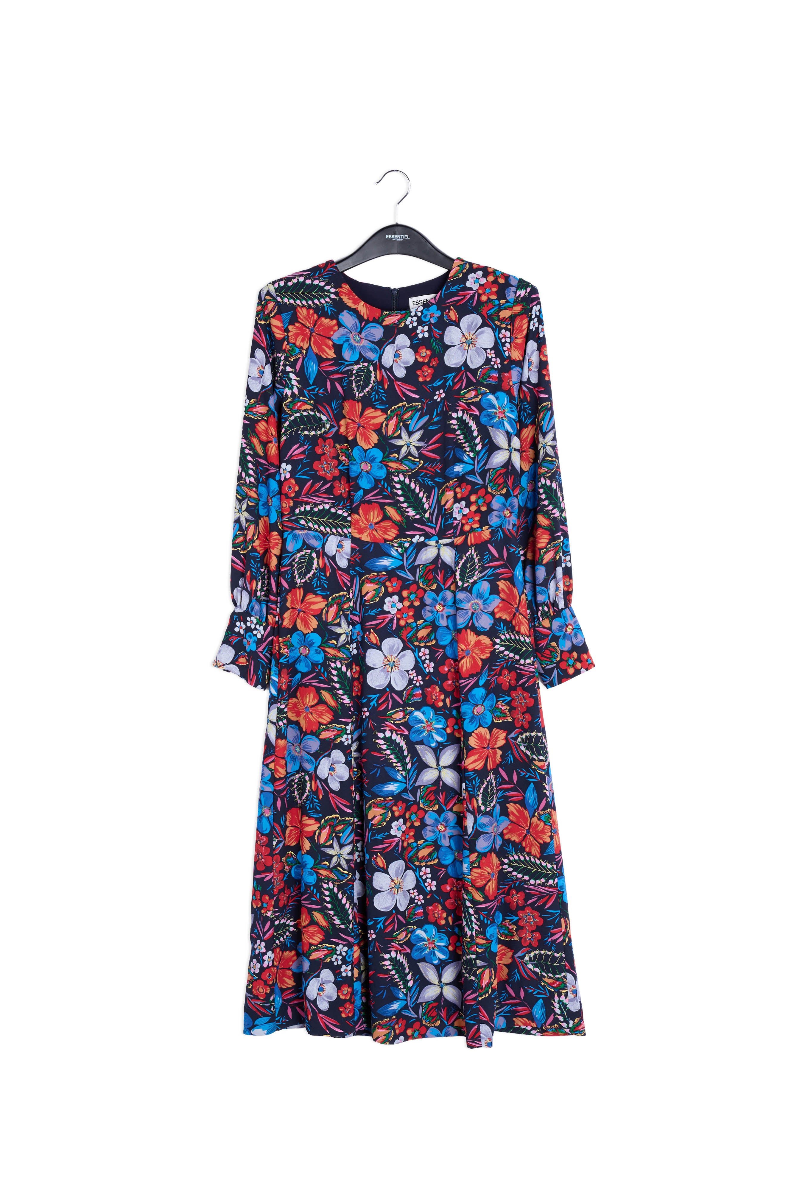 Dark blue floral midi dress RE—SSENTIEL | Essentiel second hand