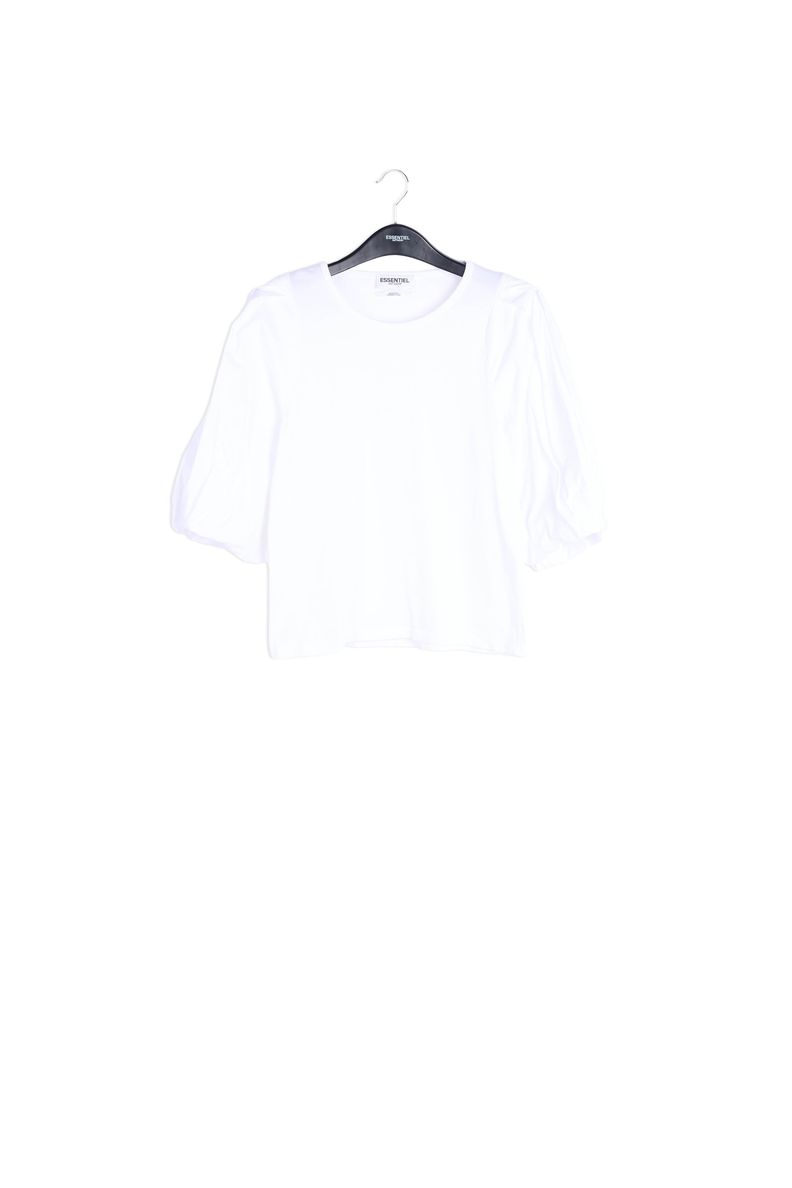 White jersey T-shirt with cotton-poplin sleeves RE—SSENTIEL | Essentiel second hand
