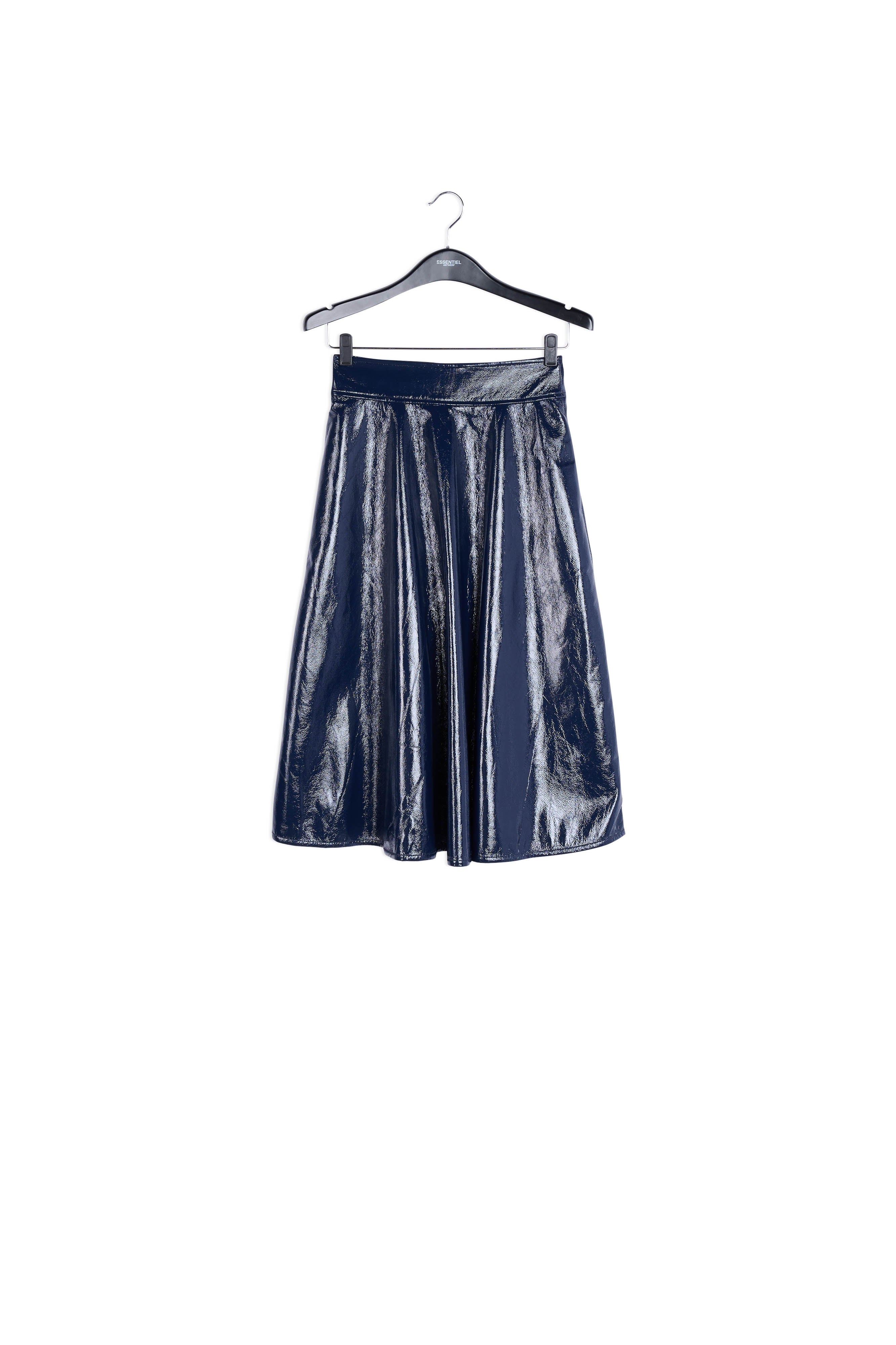 Dark blue faux leather A-line skirt RE—SSENTIEL | Essentiel second hand