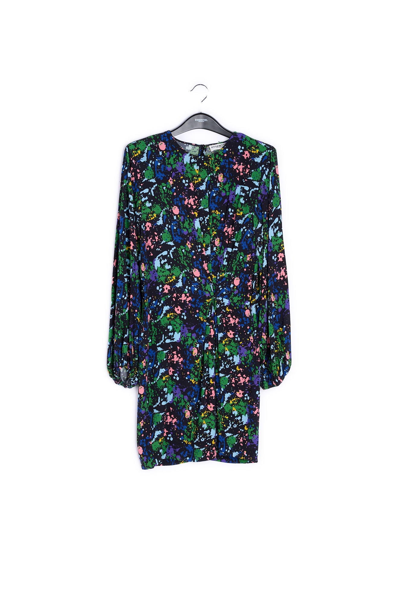 Black and blue floral print mini dress RE—SSENTIEL | Essentiel second hand