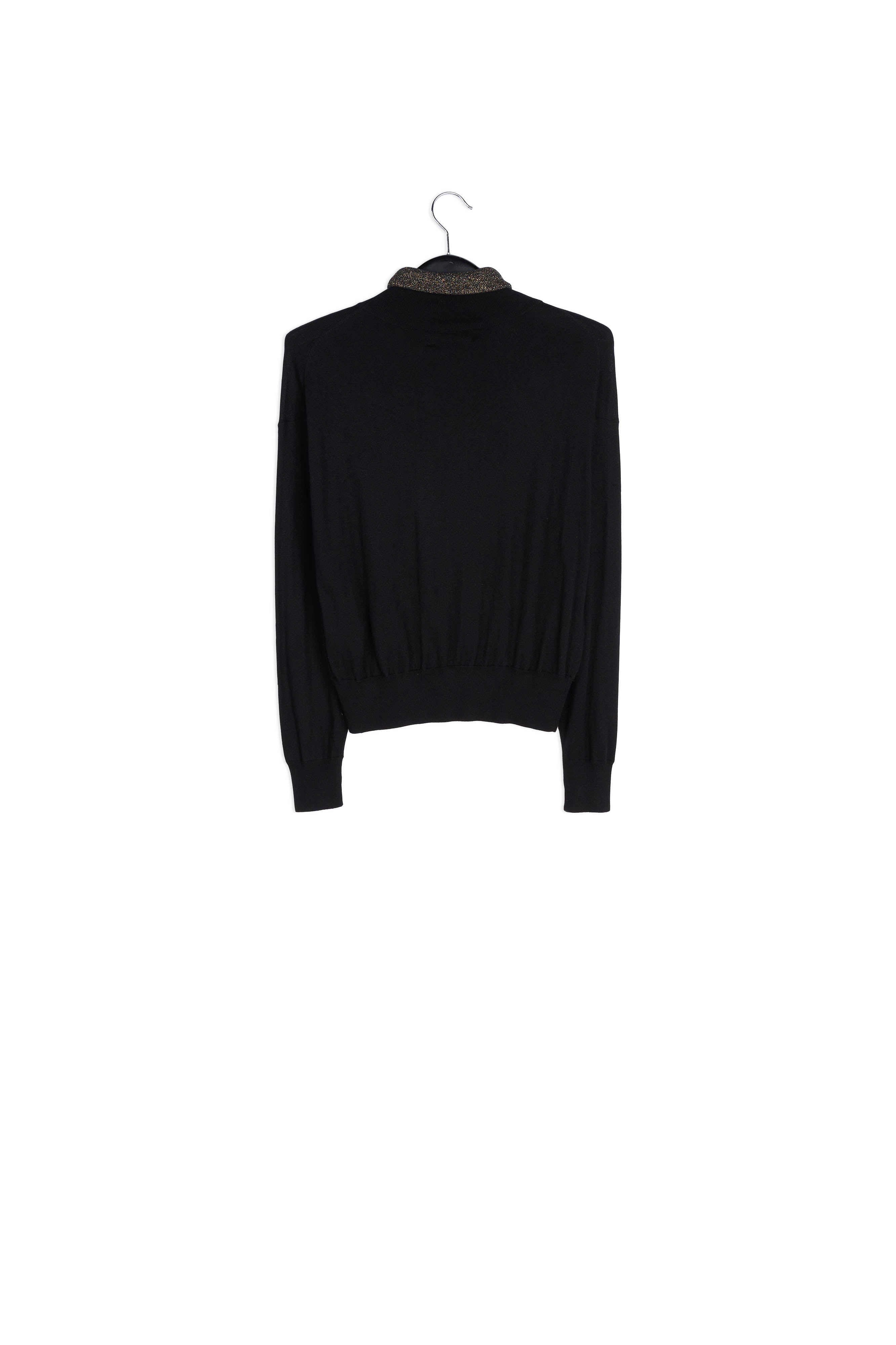 Zwarte en gebroken witte midi-jurk met gefronste mouwen RE—SSENTIEL | Essentiel second hand