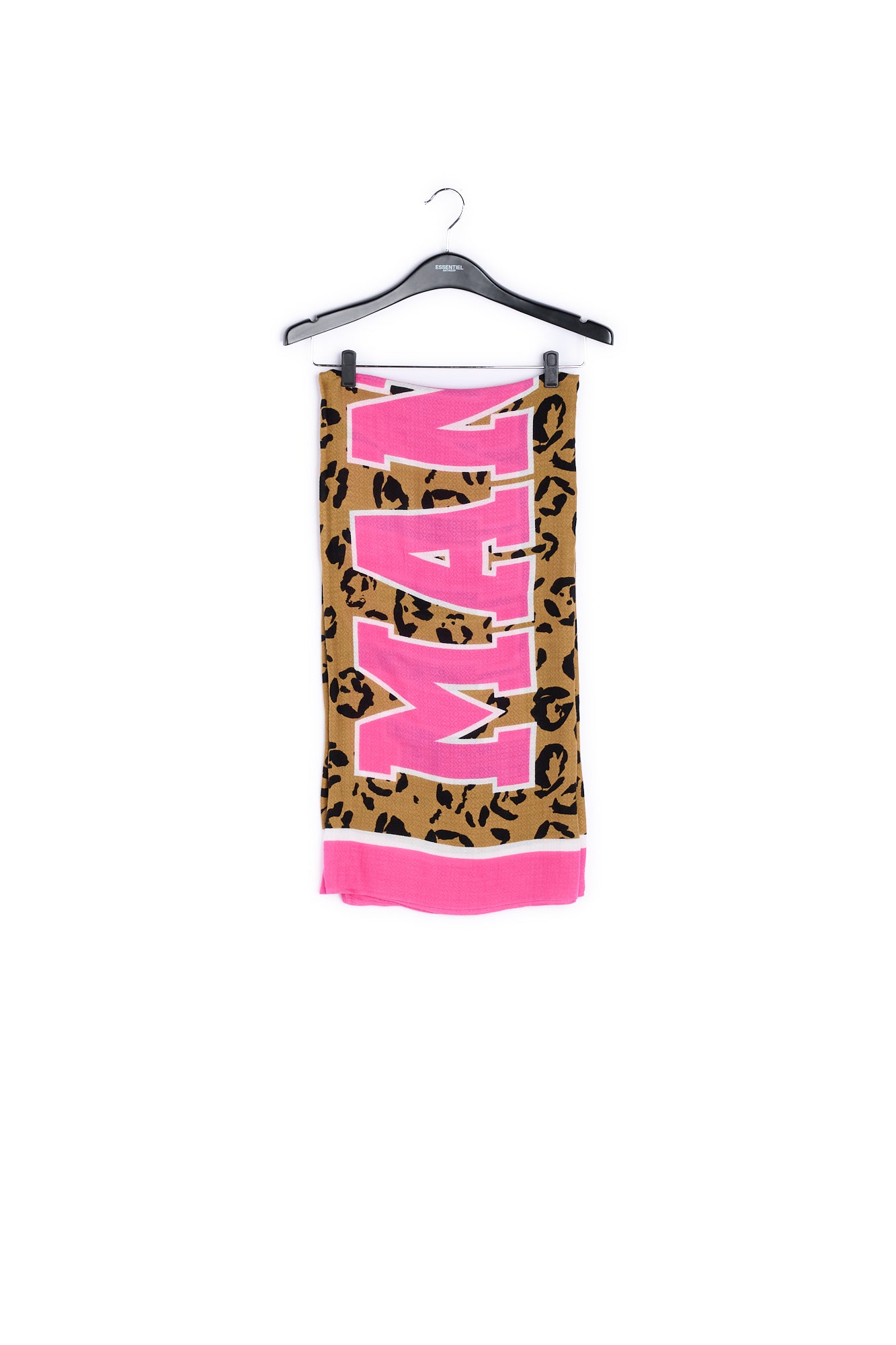Large pink and leopard print scarf RE—SSENTIEL | Essentiel second hand