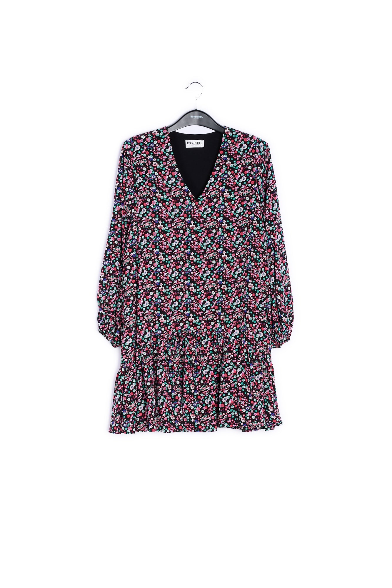 Mini robe noire à imprimé floral RE—SSENTIEL | Essentiel second hand