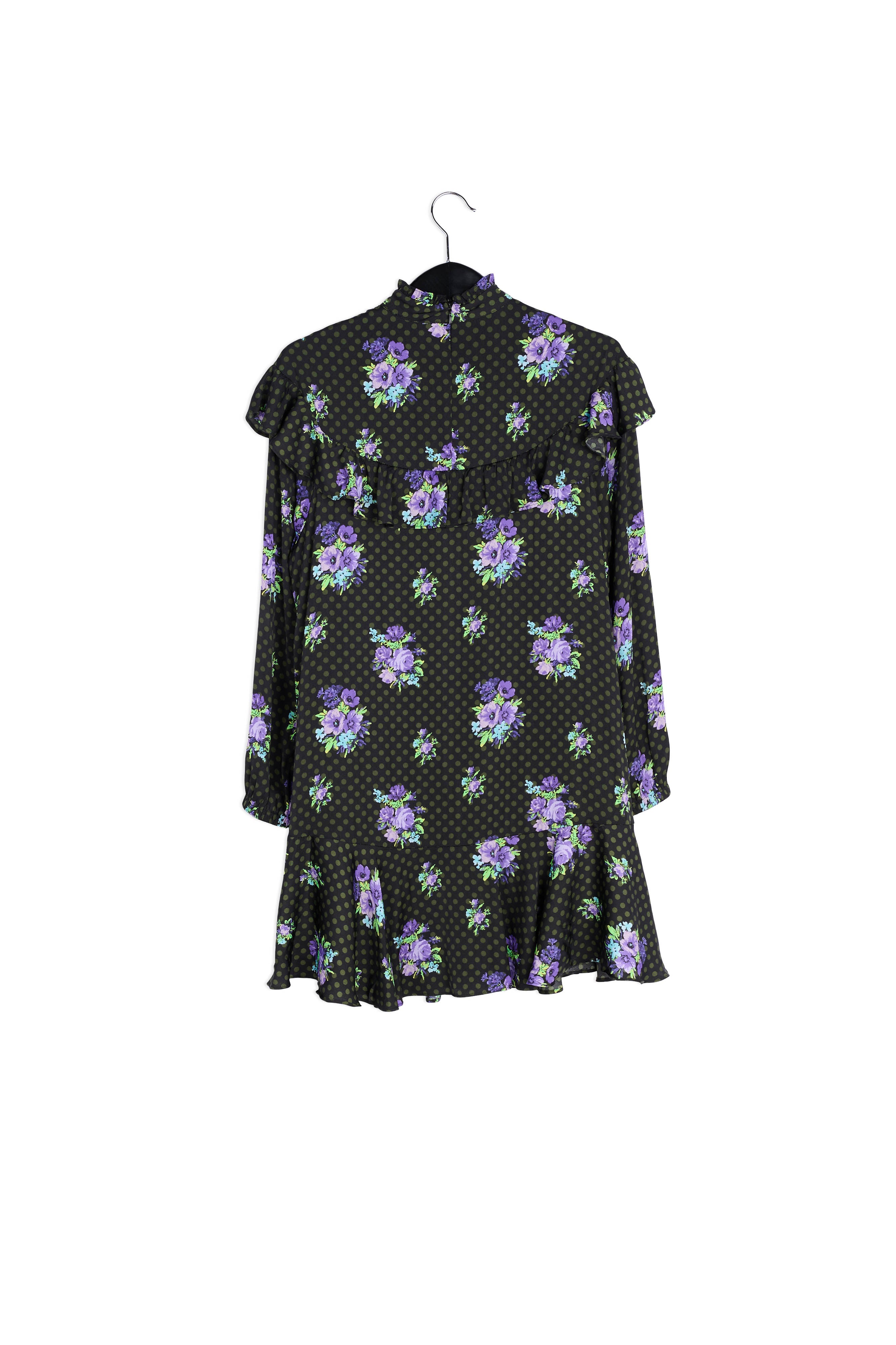 Black and purple ruffled a-line dress RE—SSENTIEL | Essentiel second hand