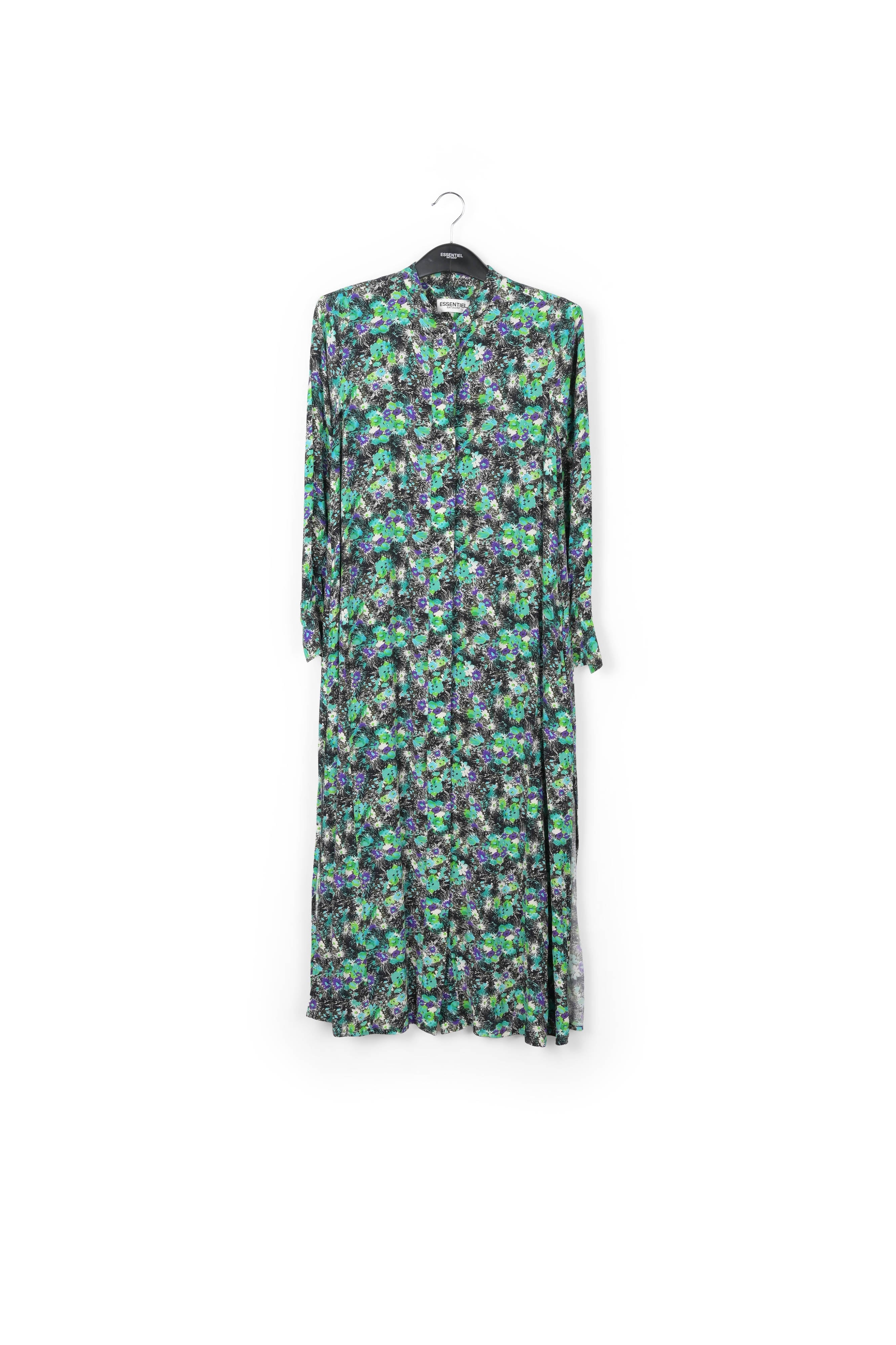 Robe chemise verte fleurie à ligne a RE—SSENTIEL | Essentiel second hand