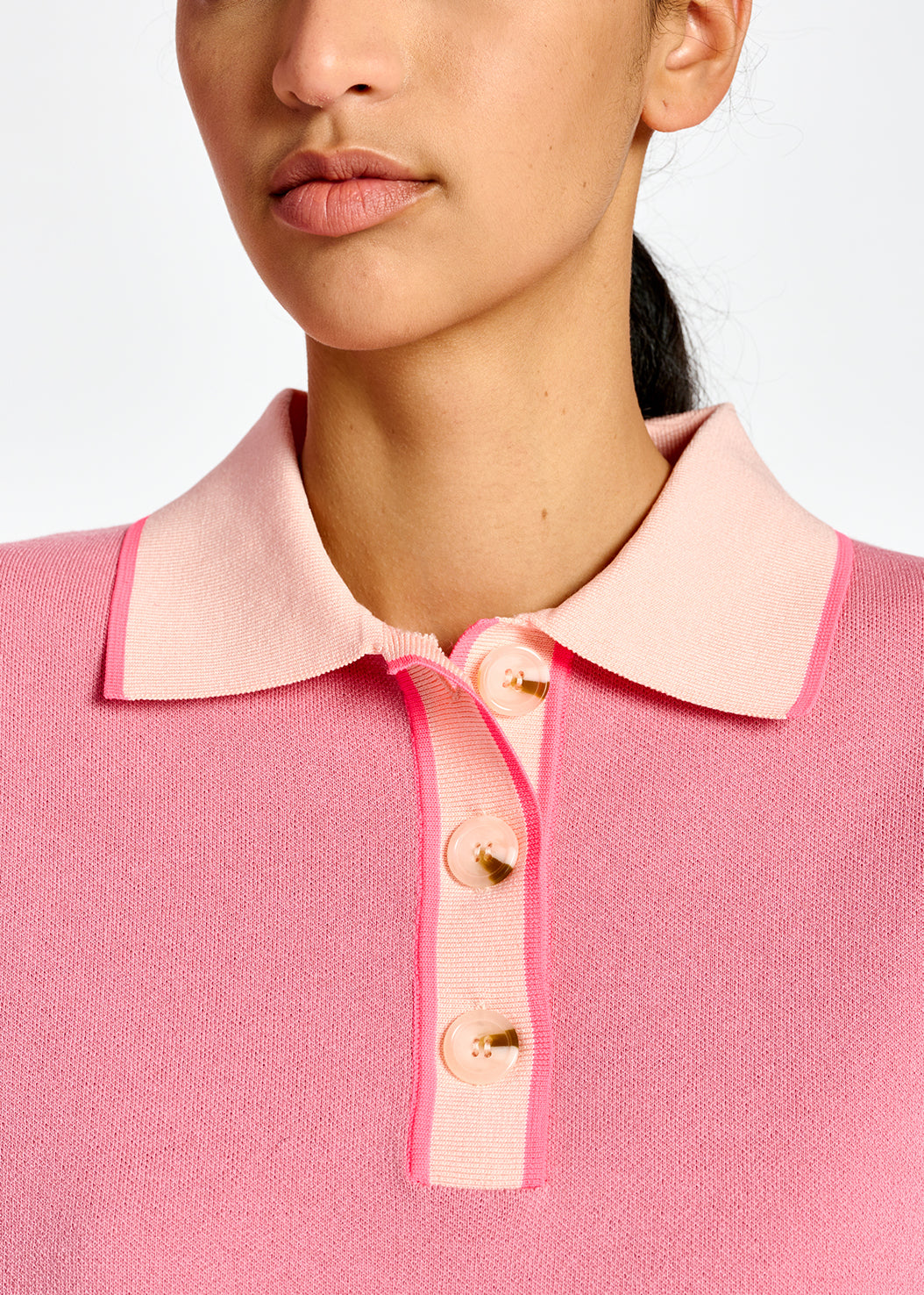 Pink sleeveless polo top with contrasting collar RE—SSENTIEL | Essentiel second hand