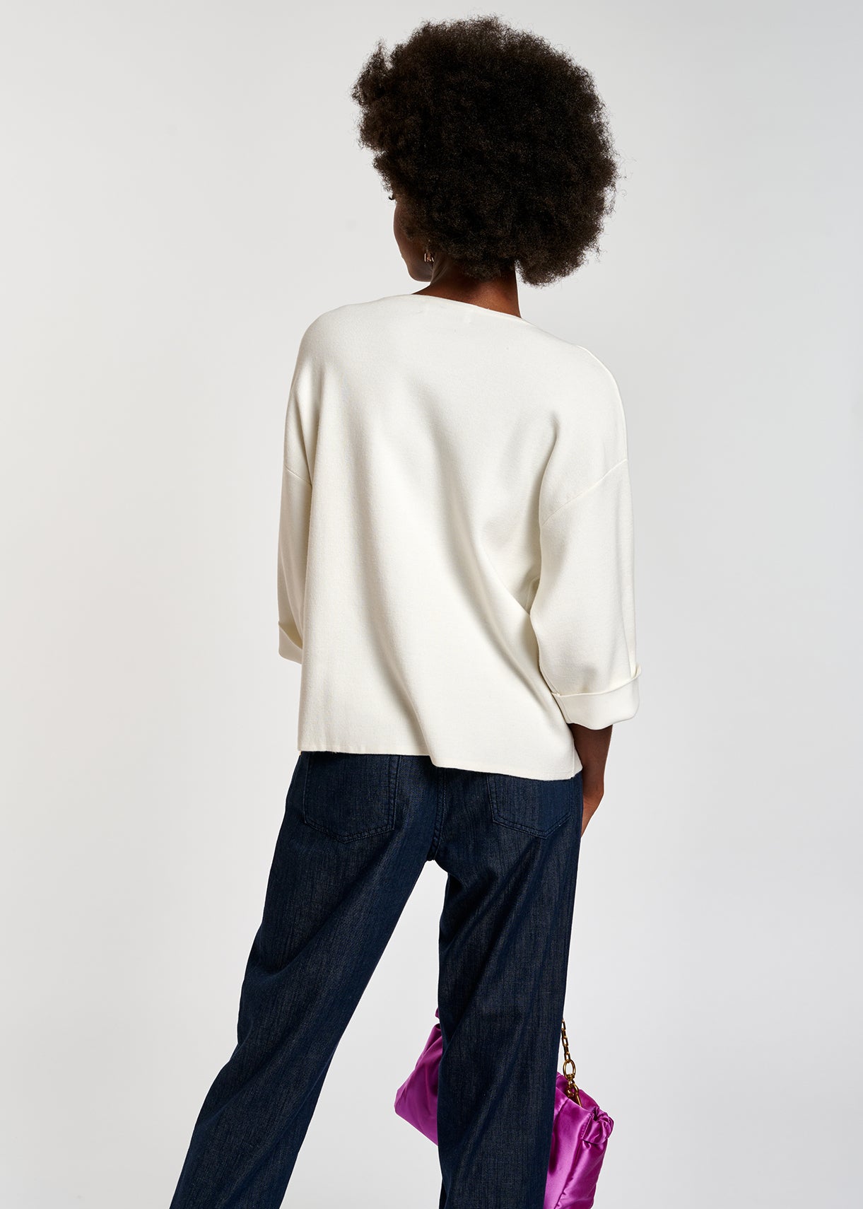 Off-white short-sleeved sweater RE—SSENTIEL | Essentiel second hand