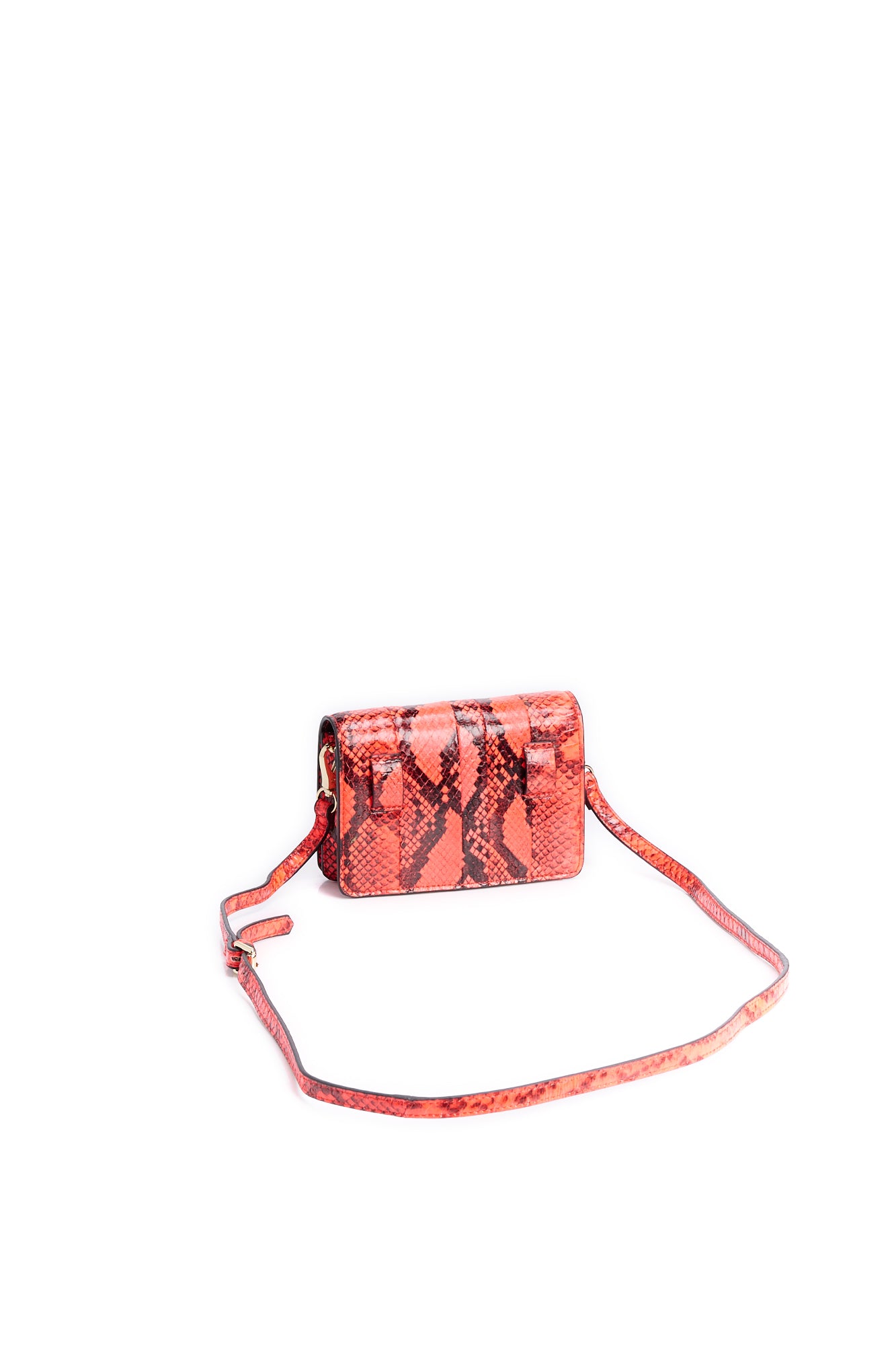 Red and black snake leather belt bag RE—SSENTIEL | Essentiel second hand