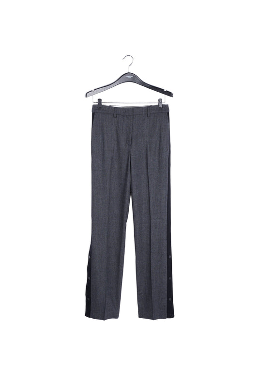 Dark grey wool-blend pants with contrasting stripe RE—SSENTIEL | Essentiel second hand