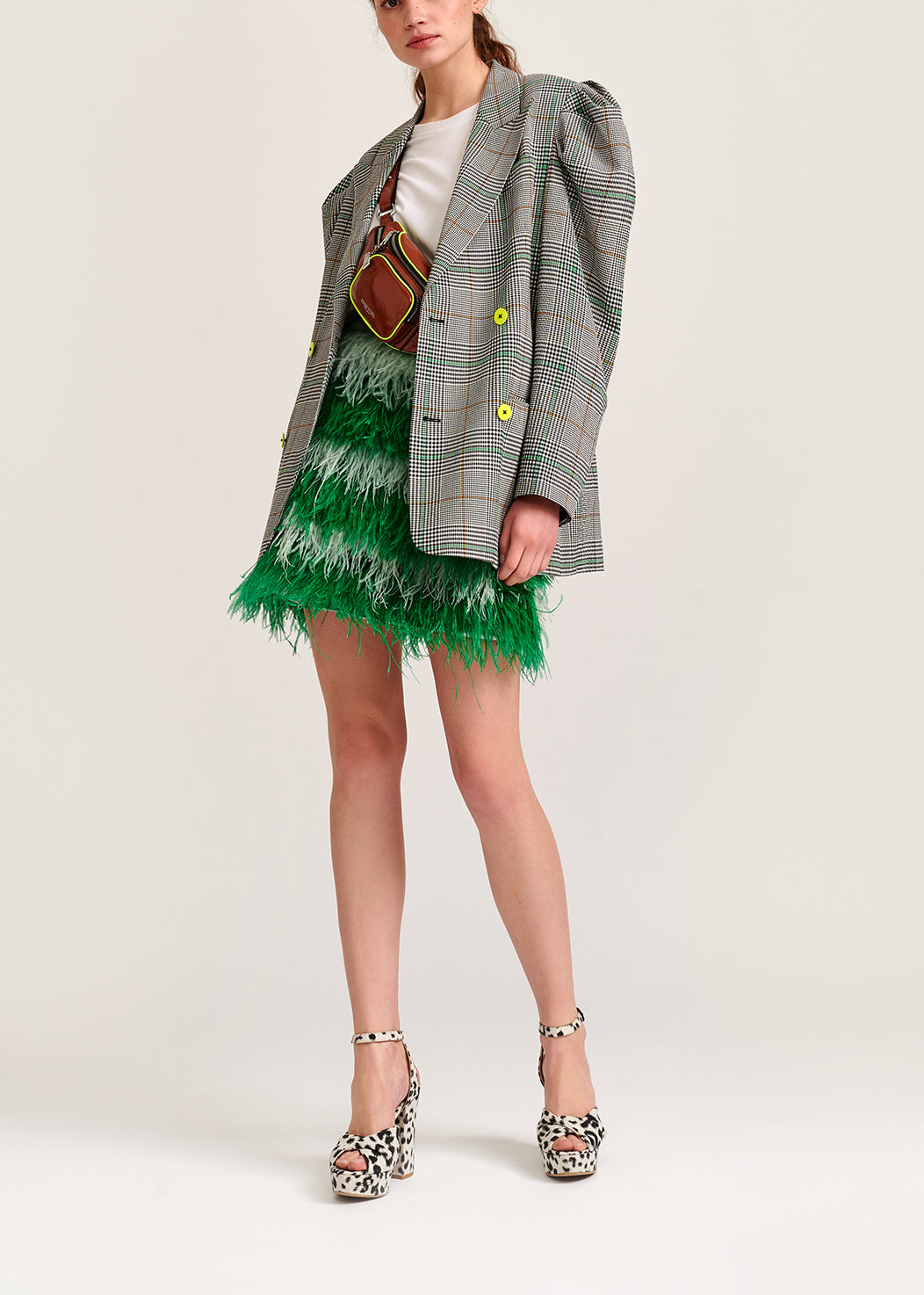 Veste croisée en tartan blanc cassé RE—SSENTIEL | Essentiel second hand