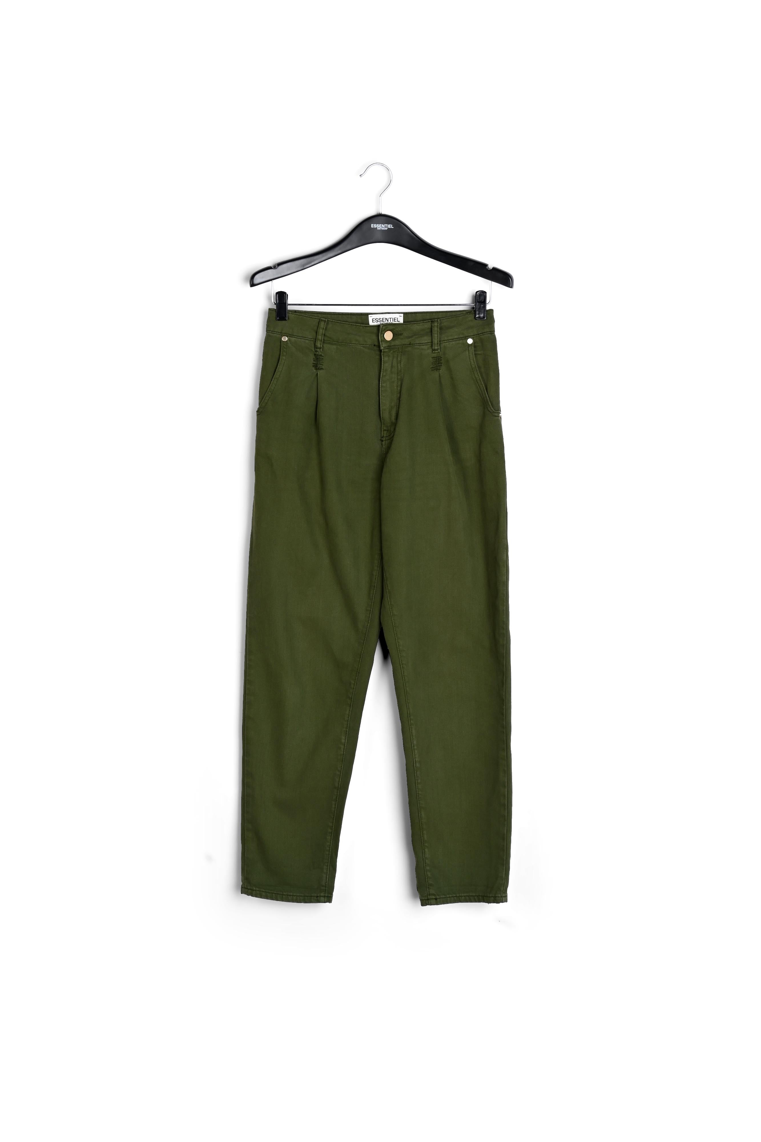 Dennengroene jeans met smal toelopende pijpen RE—SSENTIEL | Essentiel second hand