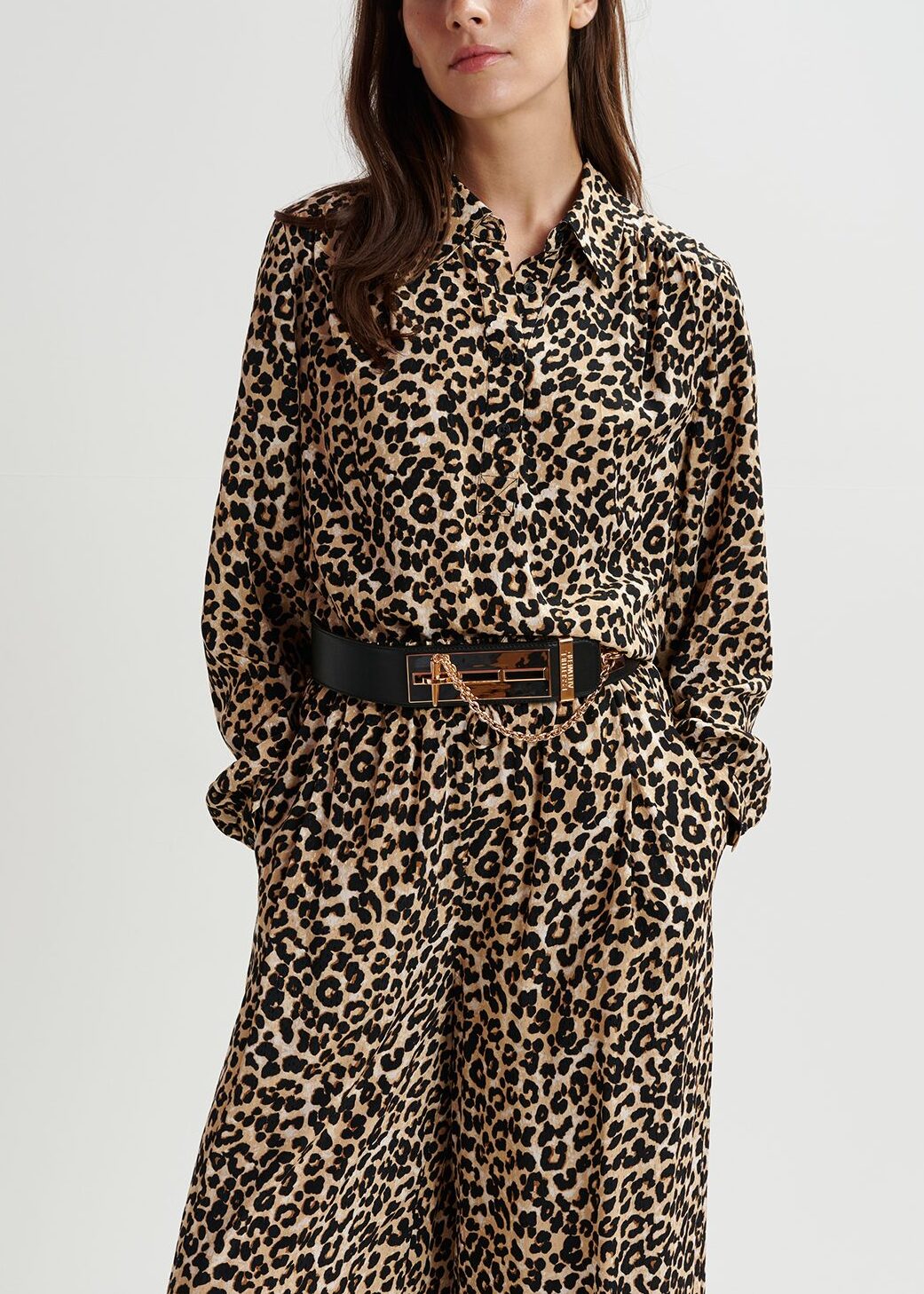 Brown leopard-print polo top RE—SSENTIEL | Essentiel second hand