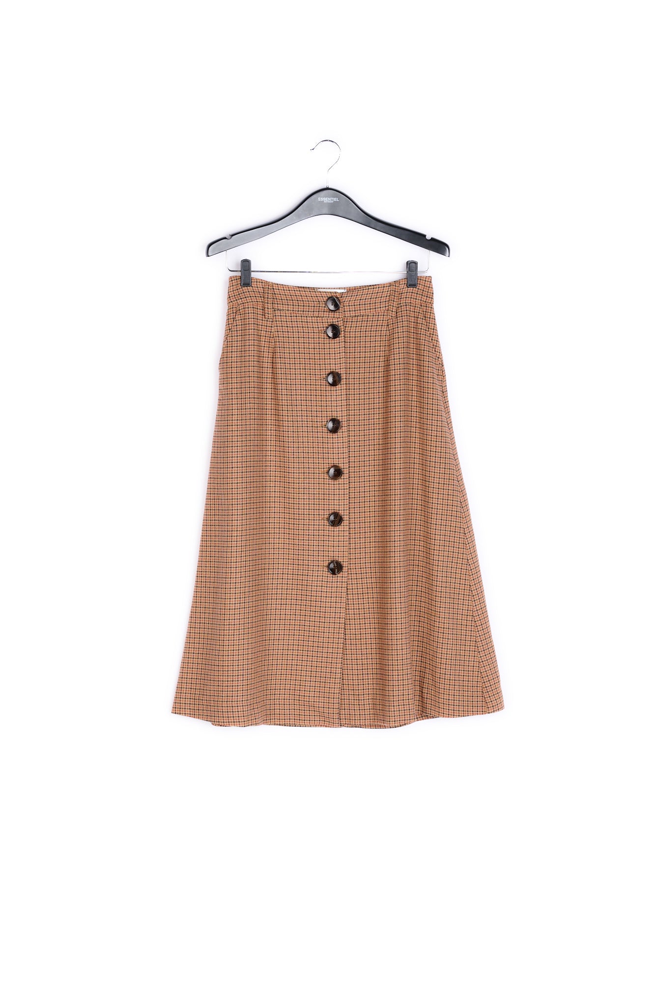 Brown check midi-length skirt RE—SSENTIEL | Essentiel second hand