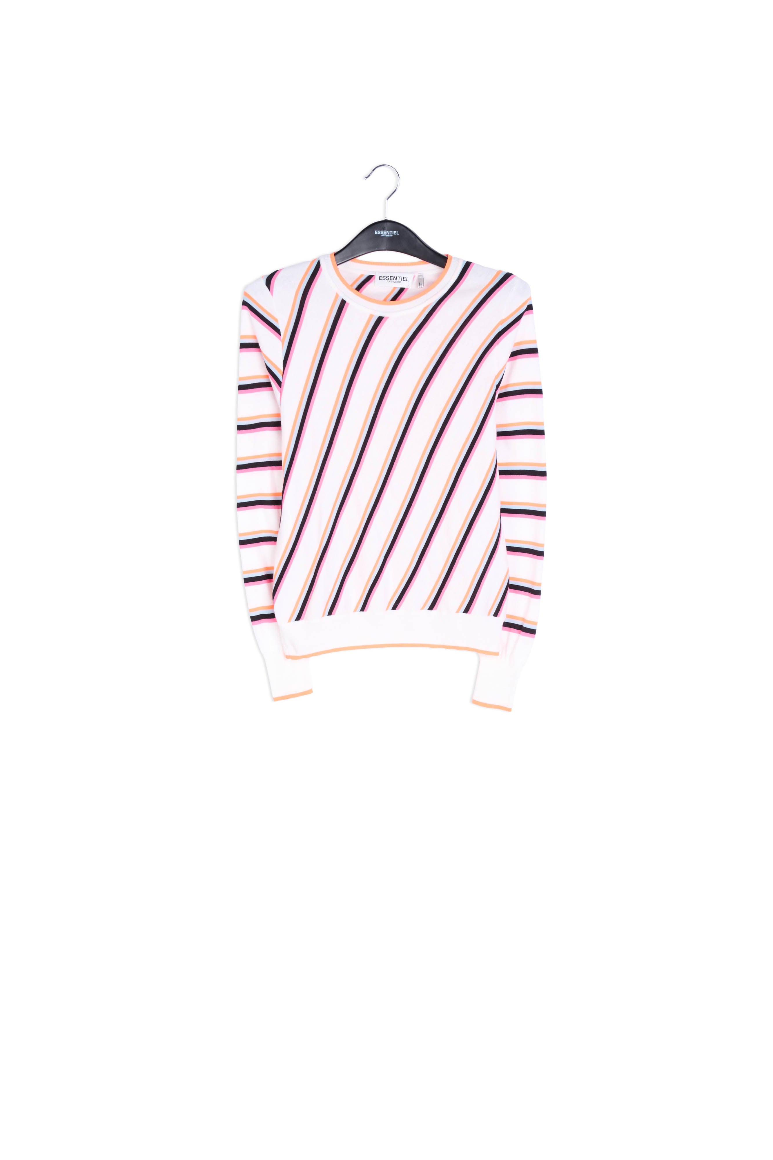 Off-white sweater with neon stripes RE—SSENTIEL | Essentiel second hand