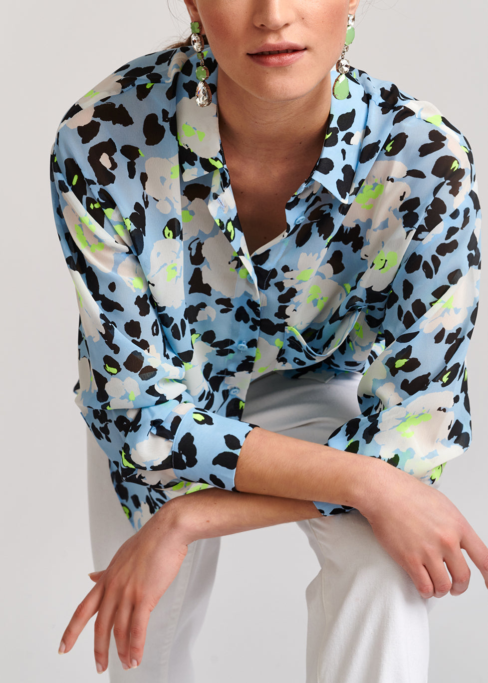 Light blue floral-print shirt RE—SSENTIEL | Essentiel second hand