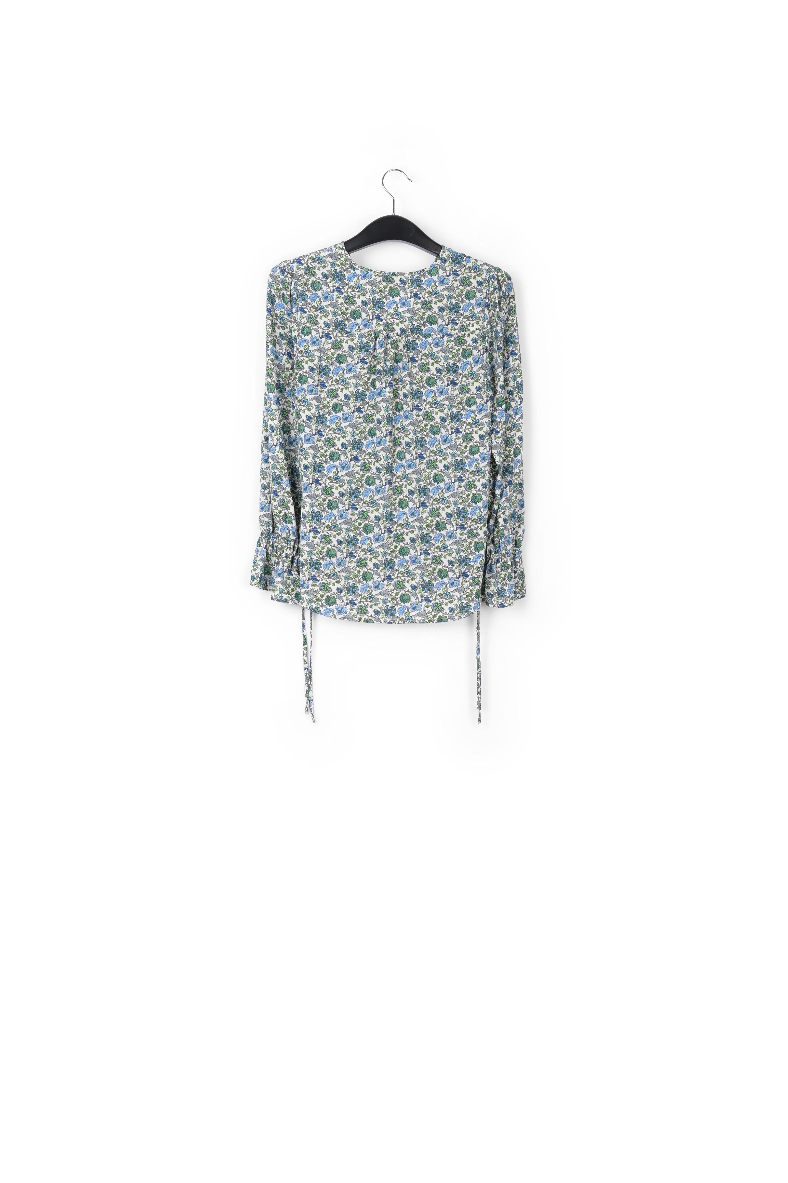 White top with blue floral print and rhinestones RE—SSENTIEL | Essentiel second hand