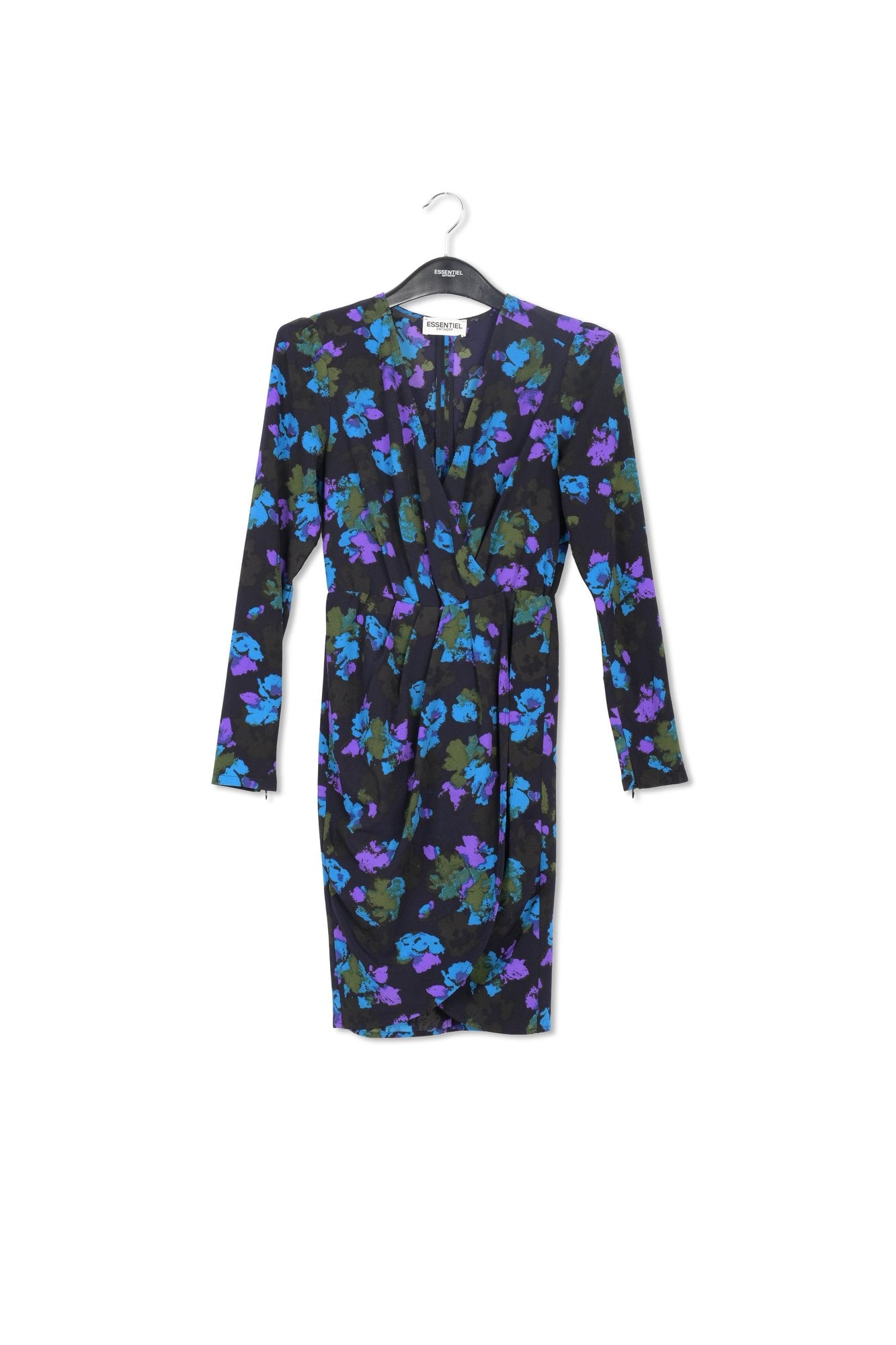 Black and red wrap effect midi dress RE—SSENTIEL | Essentiel second hand