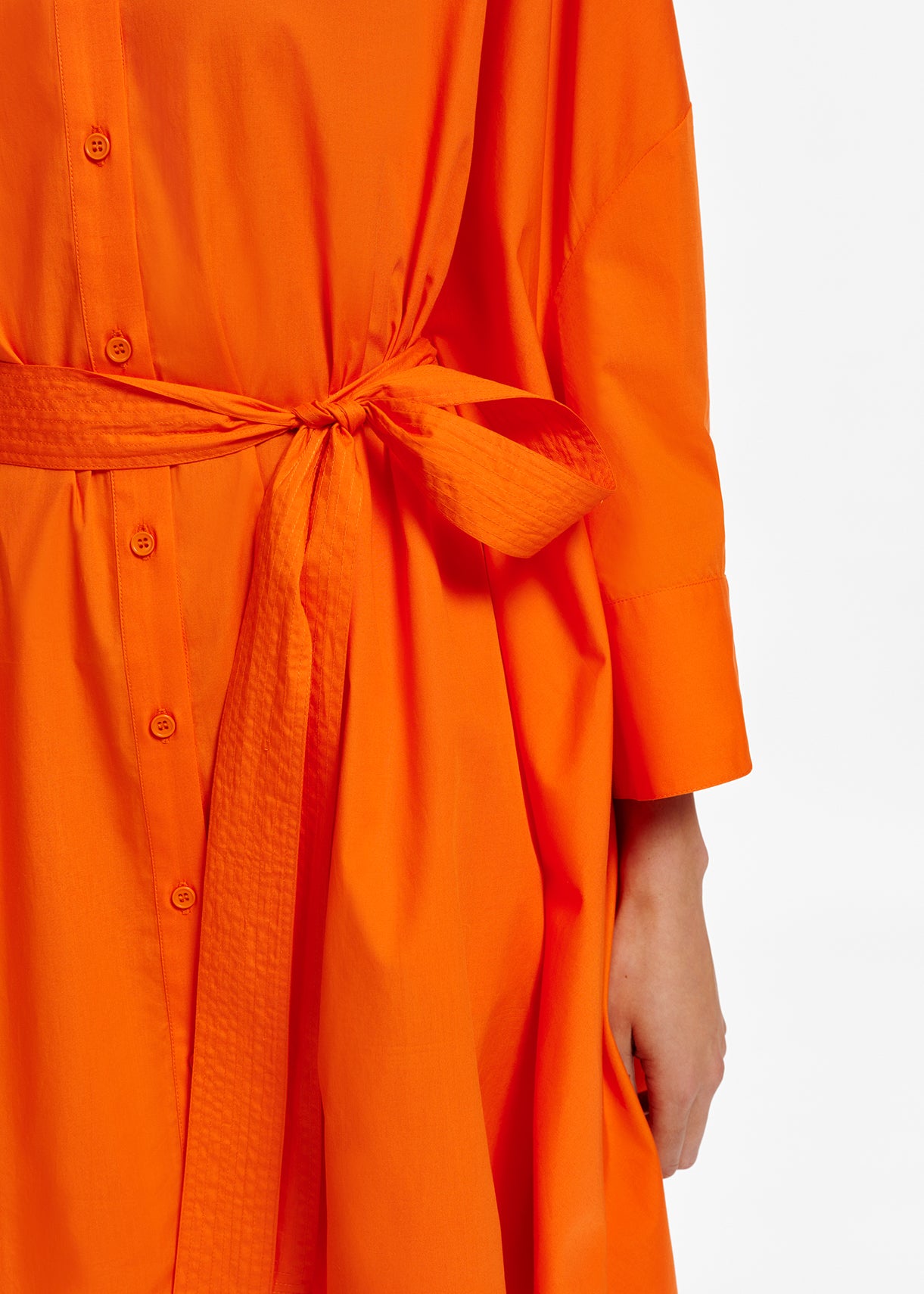 Orange cotton oversized knee-length shirt dress RE—SSENTIEL | Essentiel second hand