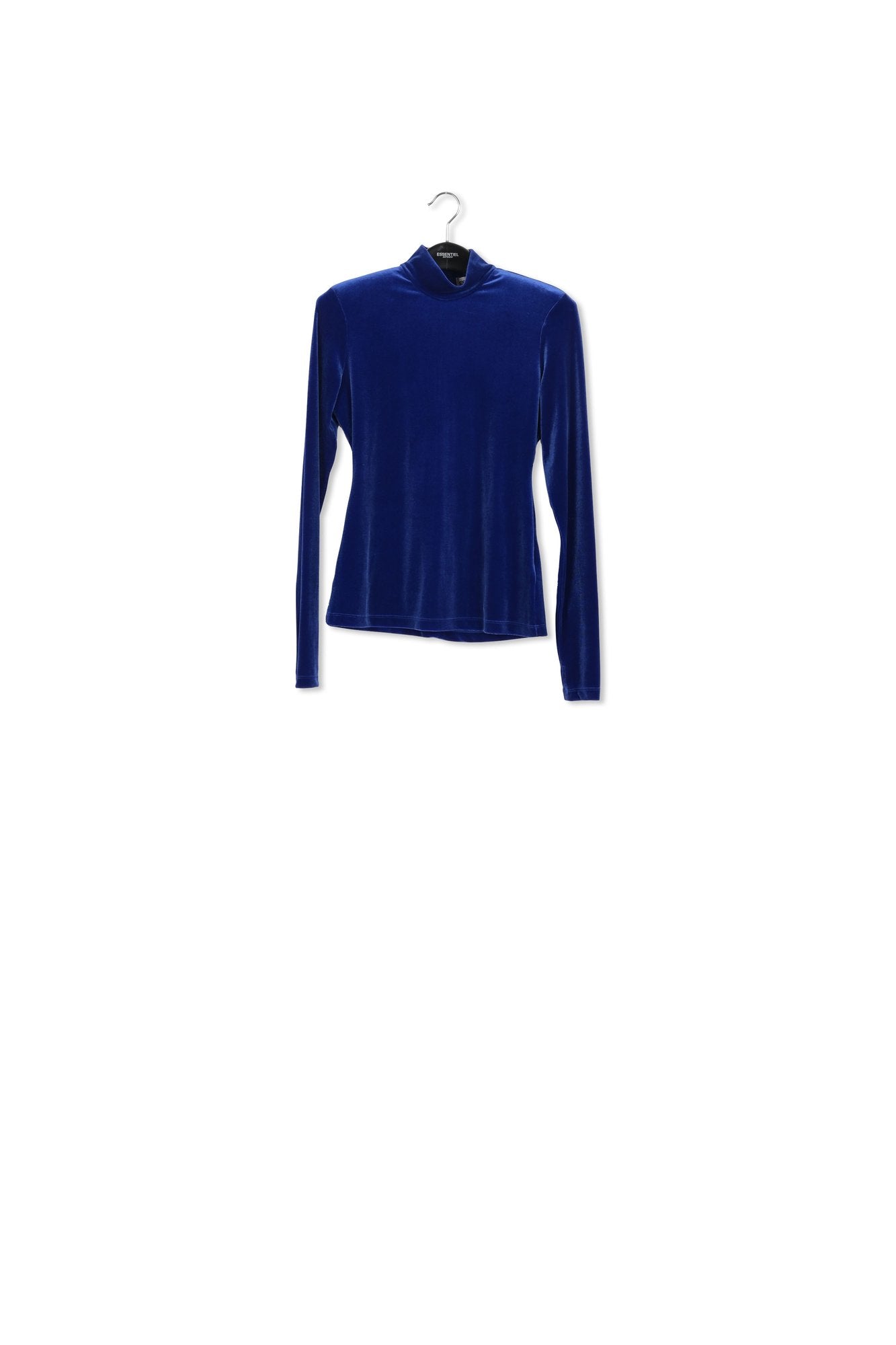 Blue stretch-velvet long-sleeved top RE—SSENTIEL | Essentiel second hand