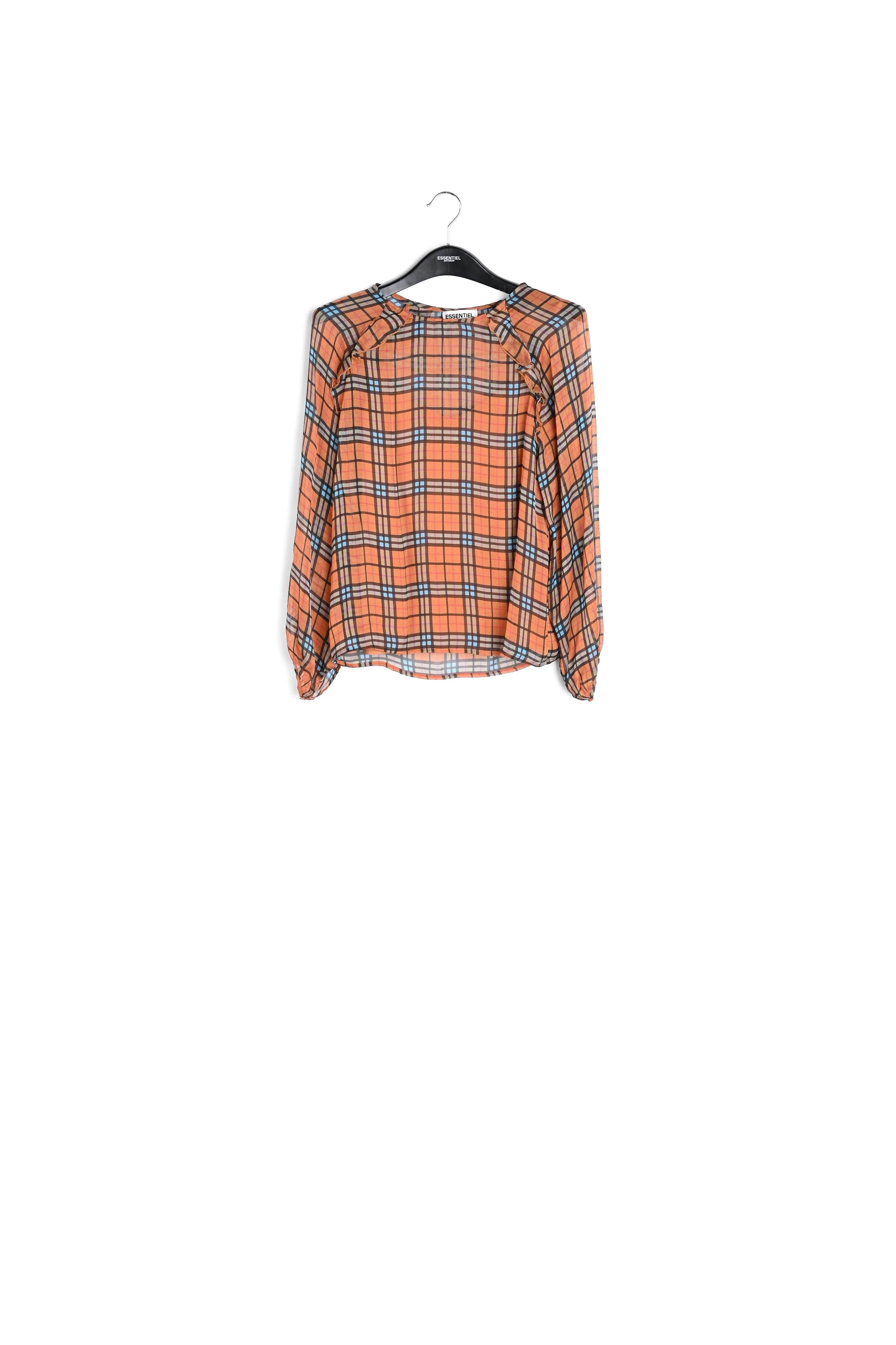 Orange check silk blouse RE—SSENTIEL | Essentiel second hand