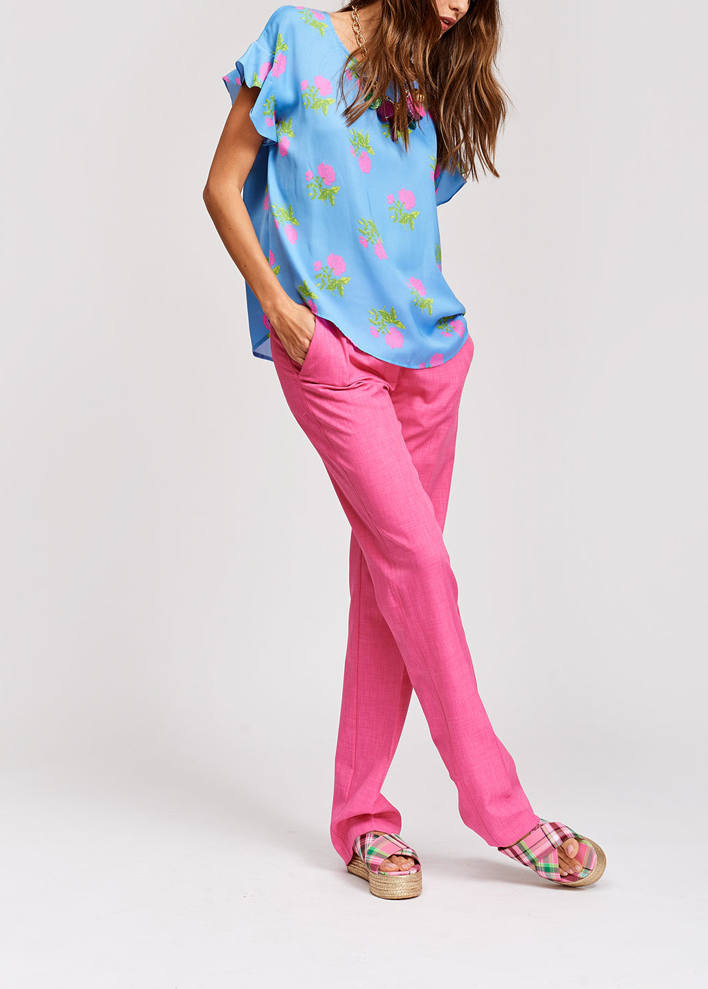 Geklede felroze broek RE—SSENTIEL | Essentiel second hand