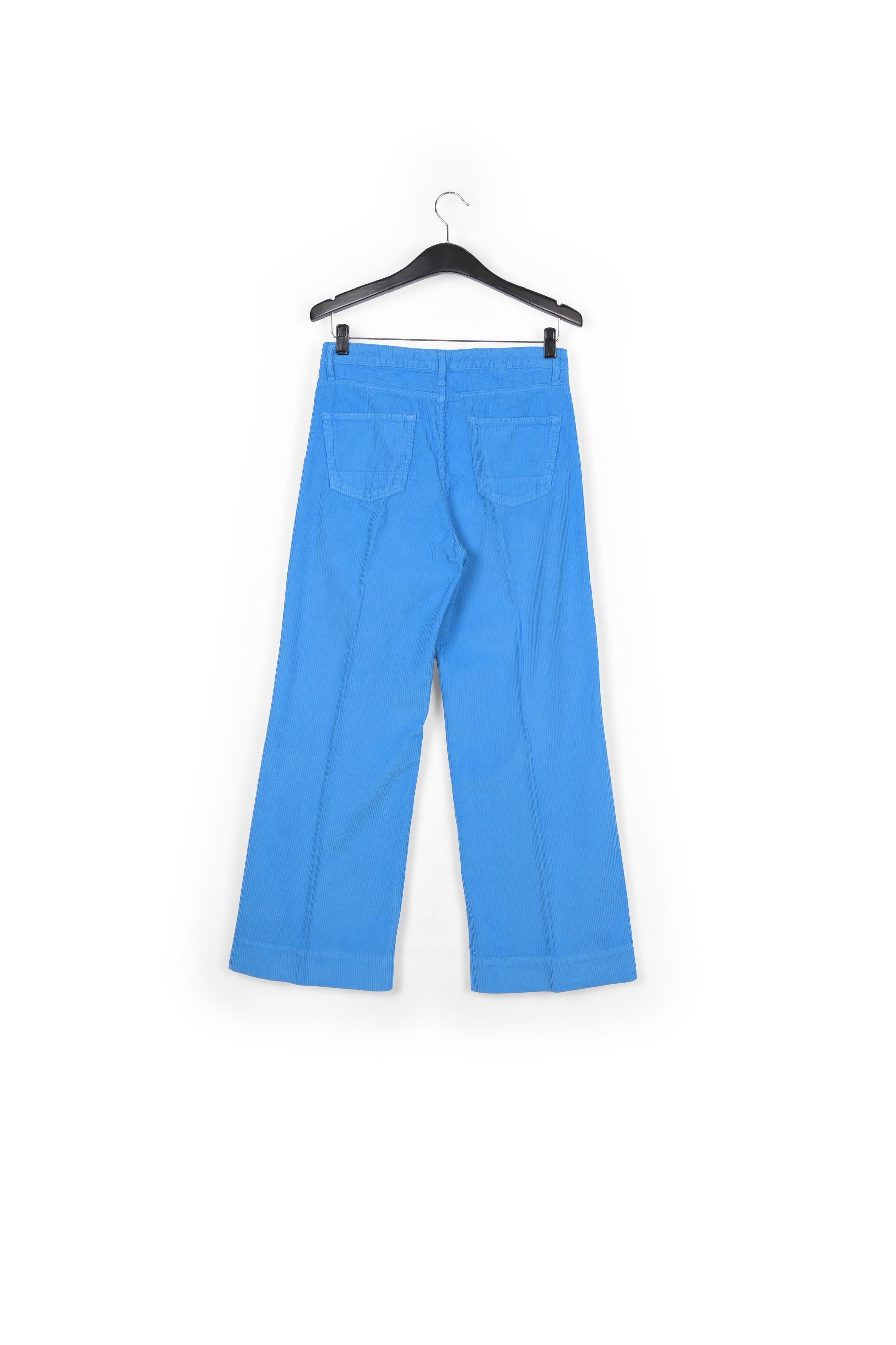 Pantalon court à jambes larges en velours côtelé de coton bleu ciel RE—SSENTIEL | Essentiel second hand